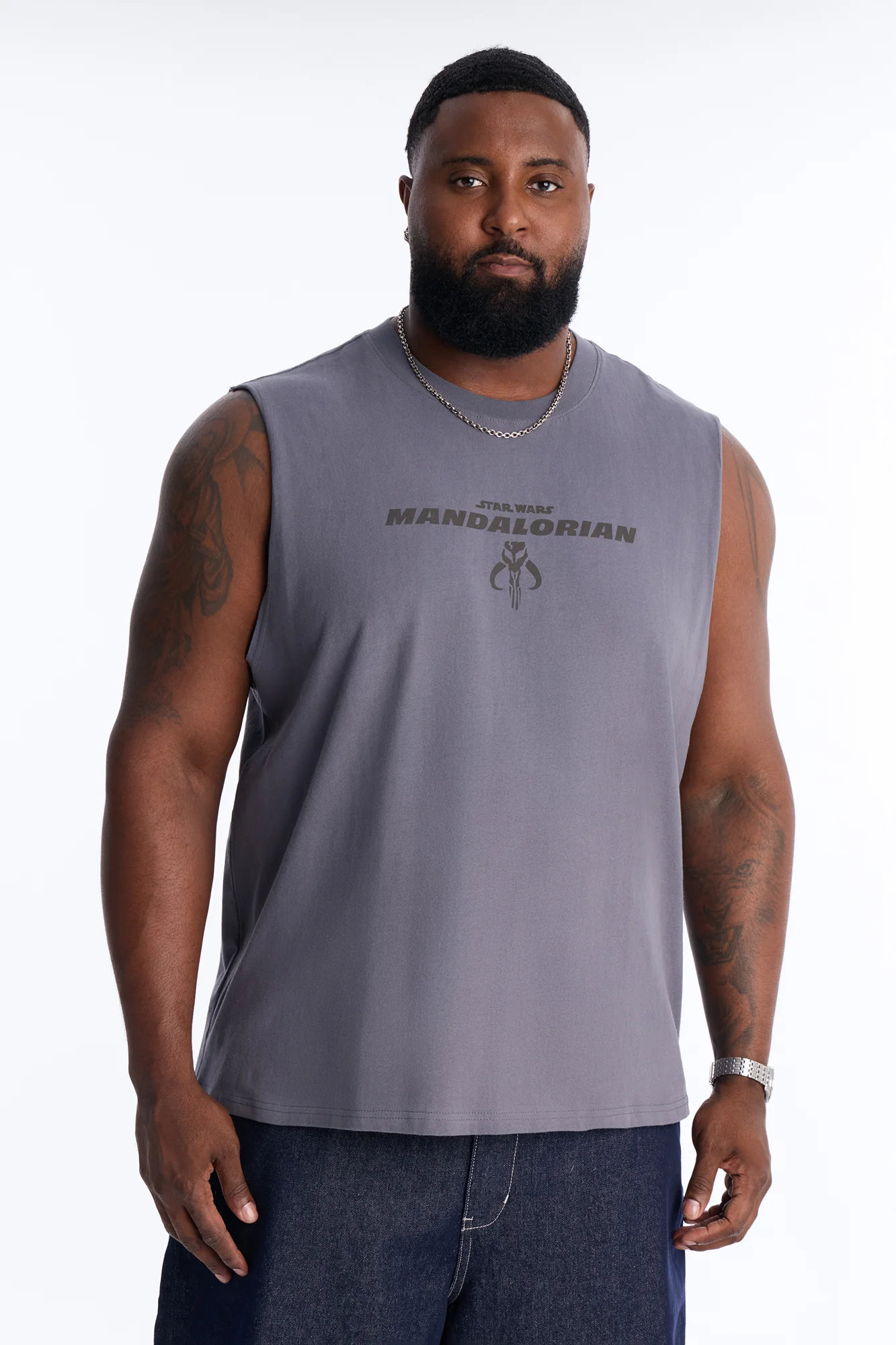 Star Wars Mandalorian Heavy Weight Muscle Tee - Charcoal - Image 8