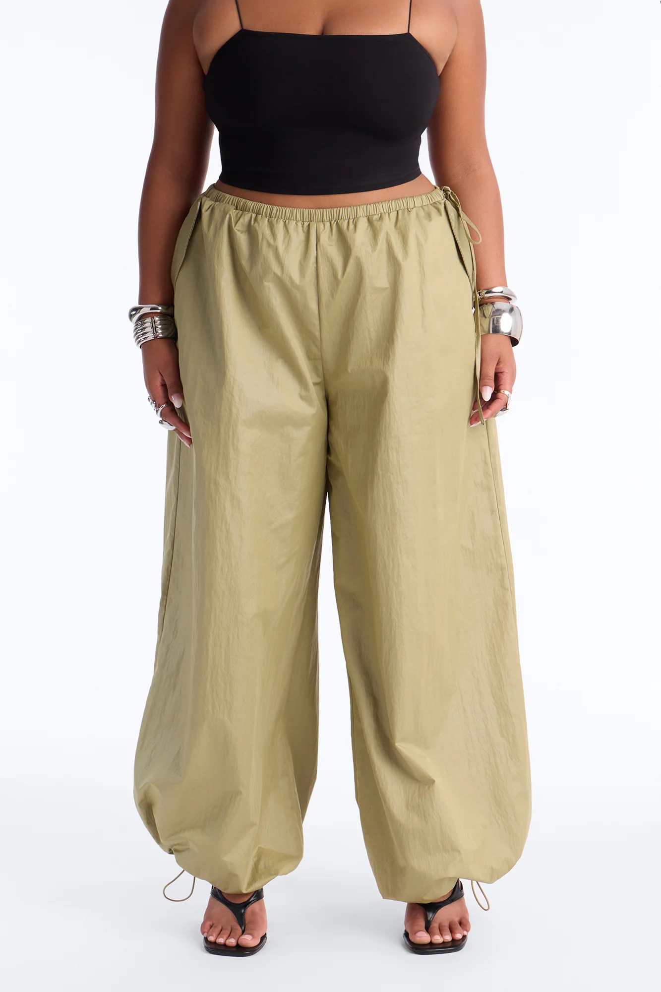 Stardust Nylon Balloon Pant - Olive - Image 7