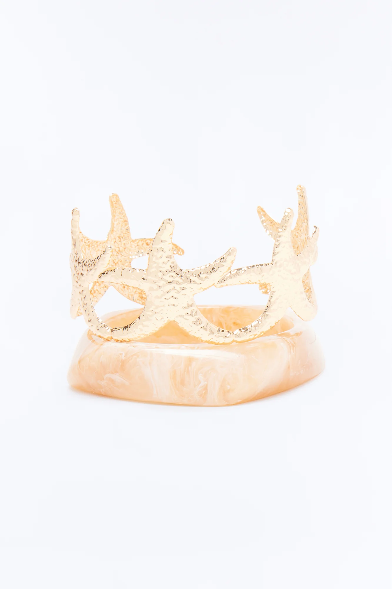 Starfish Foil 2 Piece Bracelet Set - Gold/Brown - Image 3