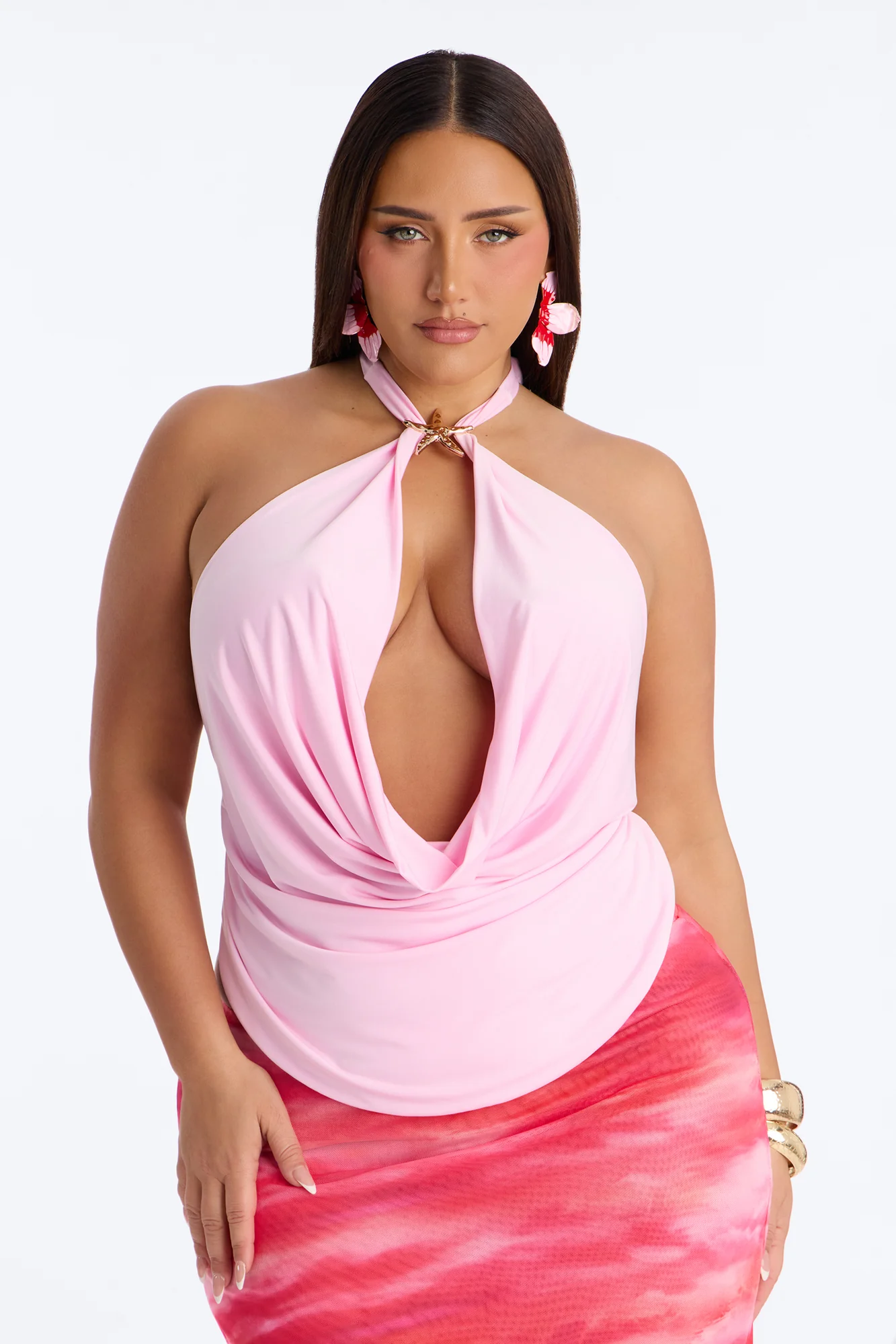 Starfish Sands Backless Cowl Halter Top - Pink - Image 5