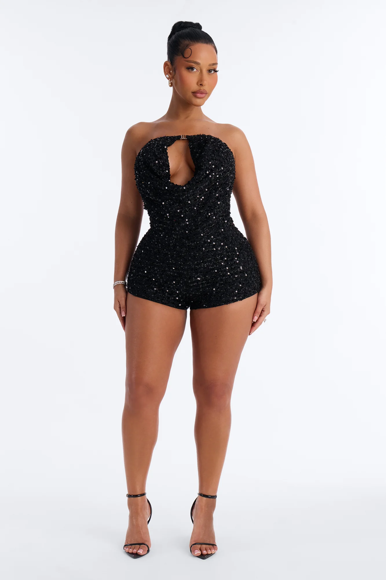 Starry Nights Sequin Romper - Black