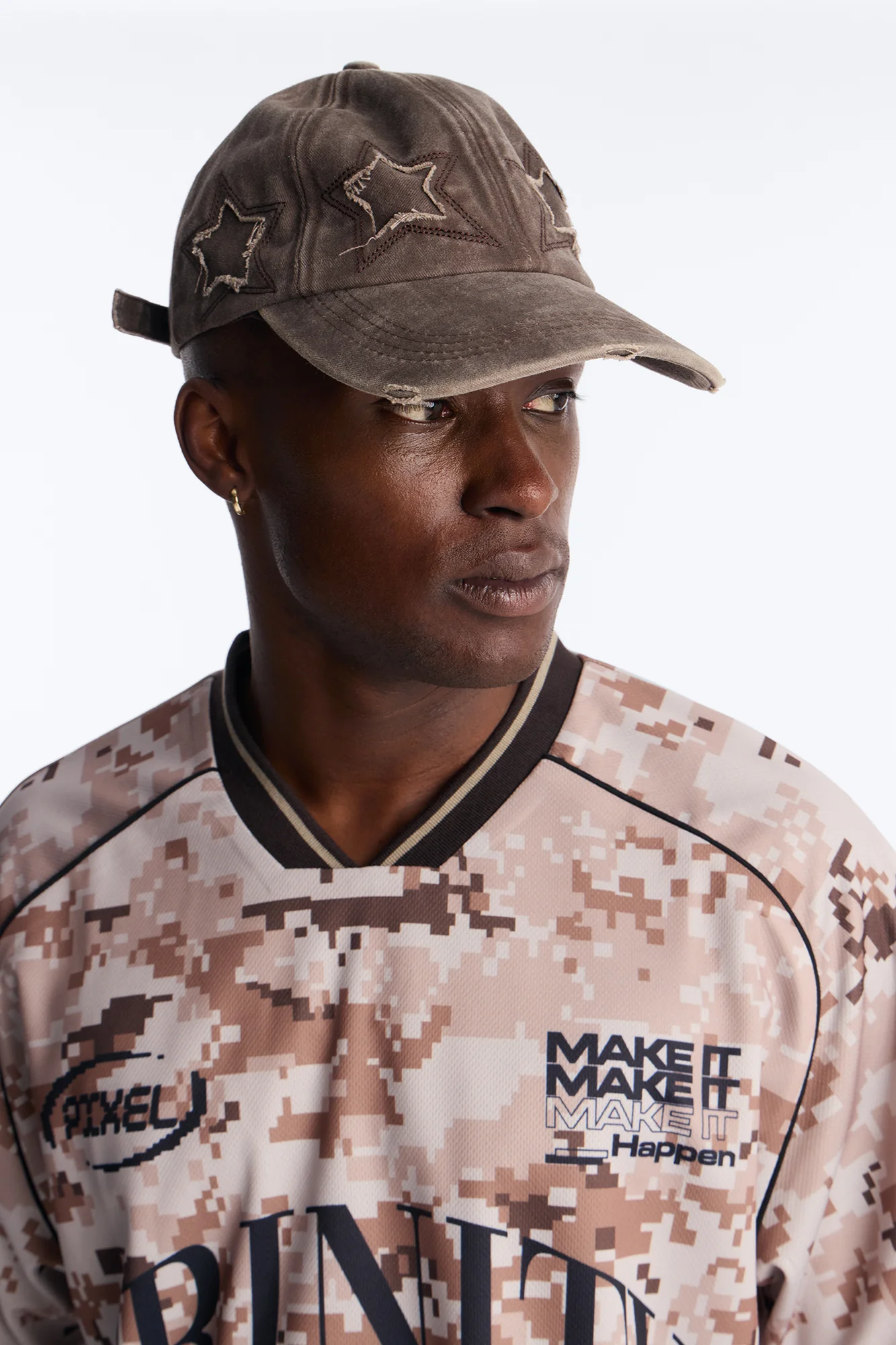 Stars Aligned Distressed Wash Snapback Hat - Brown - Image 2