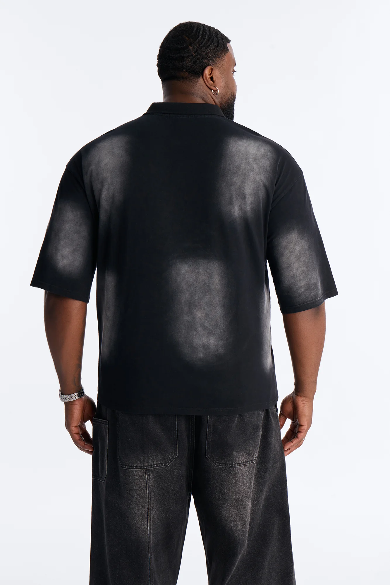 Stars And Saints illusion Short Sleeve Knit Polo - Black - Image 8