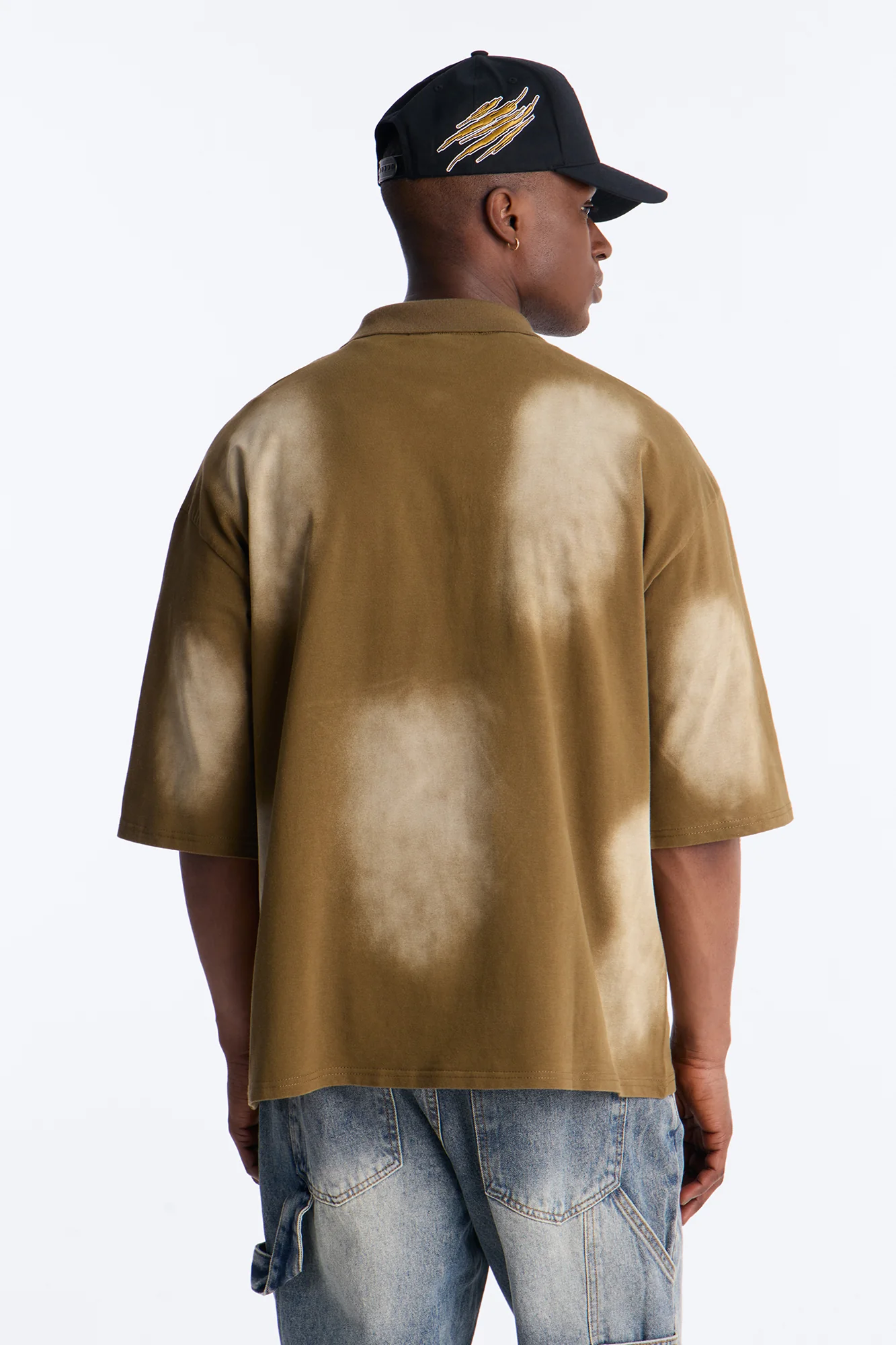 Stars And Saints illusion Short Sleeve Knit Polo - Brown - Image 4
