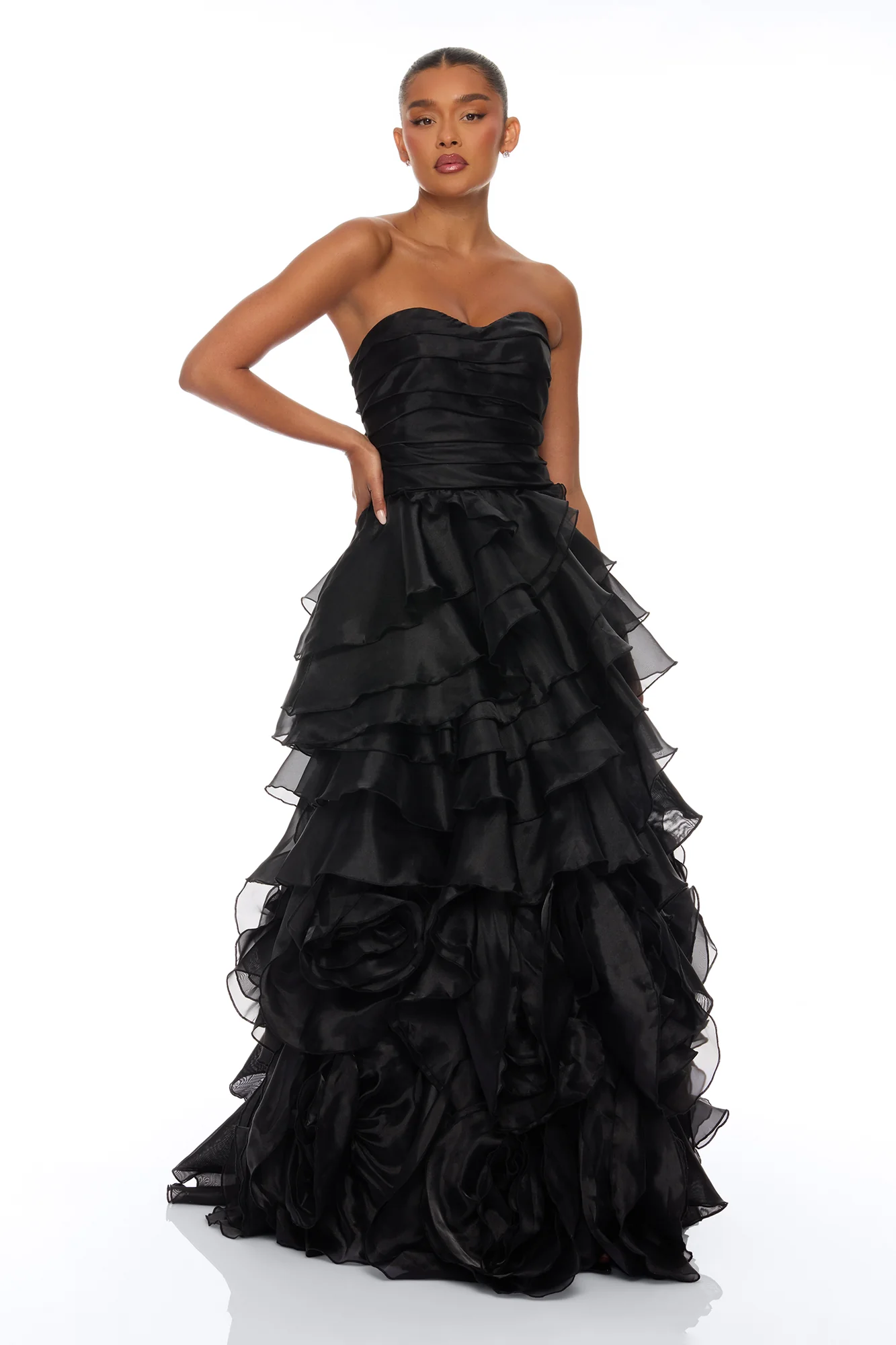 Starstruck Ruffle Organza Gown - Black