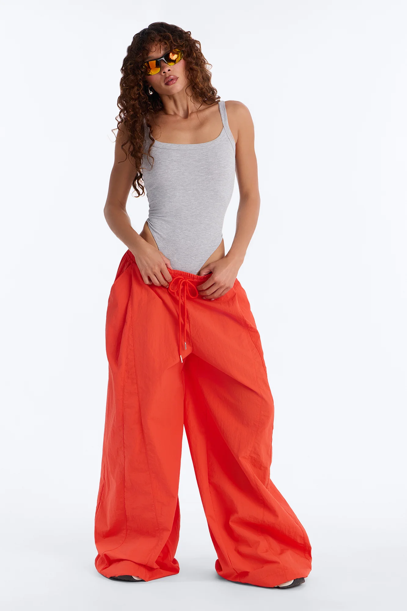Static Energy Super Wide Leg Windbreaker Pant 33″ - Orange - Image 2