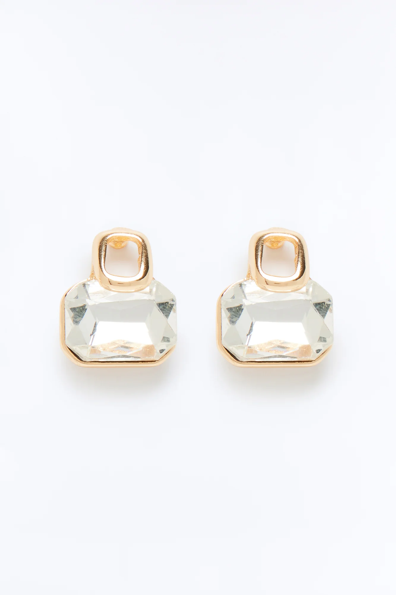 Stay Away Rhinestone Stud Earrings - Gold - Image 3
