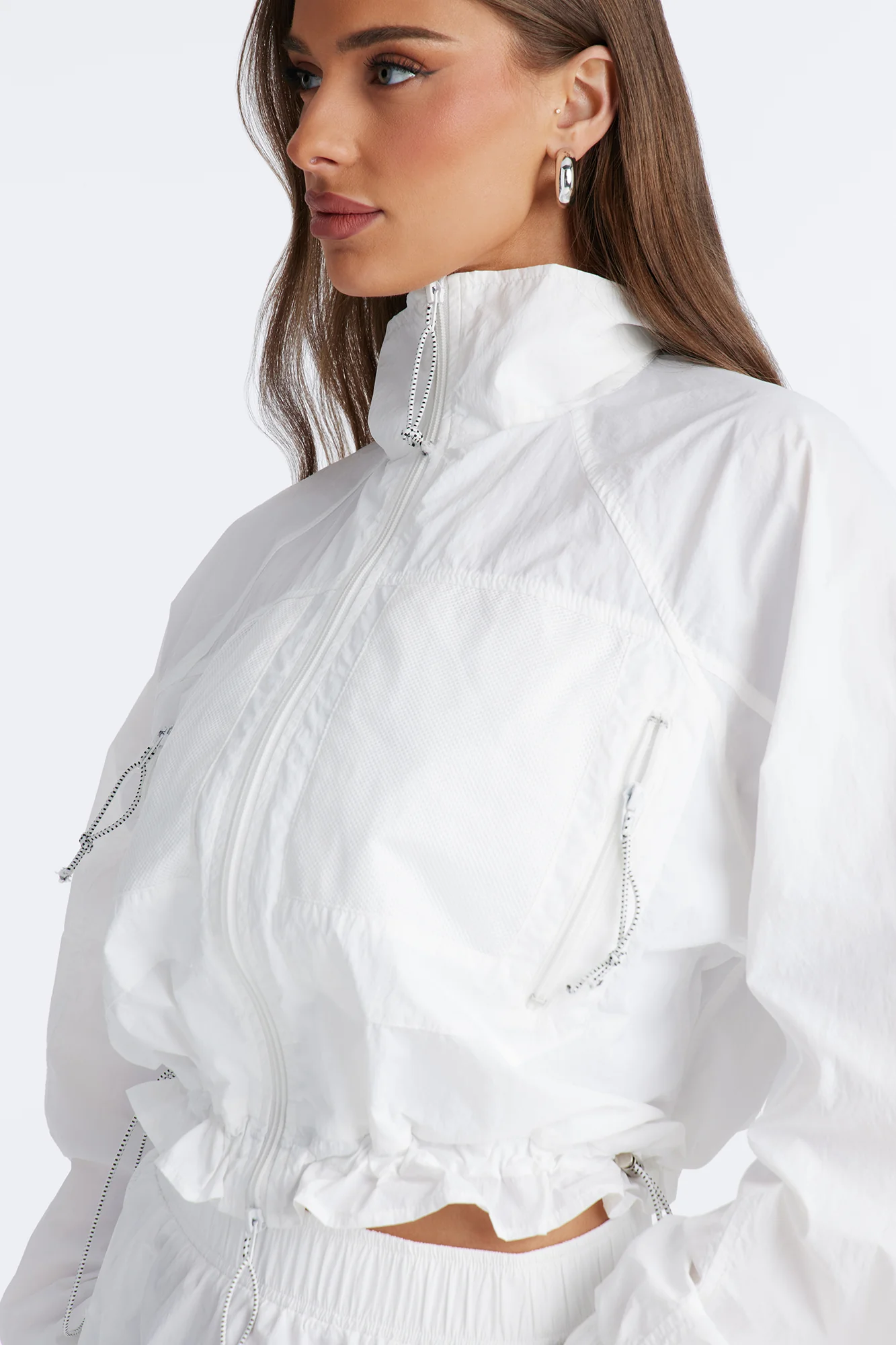 Stay Cool Cropped Windbreaker Jacket - White - Image 3