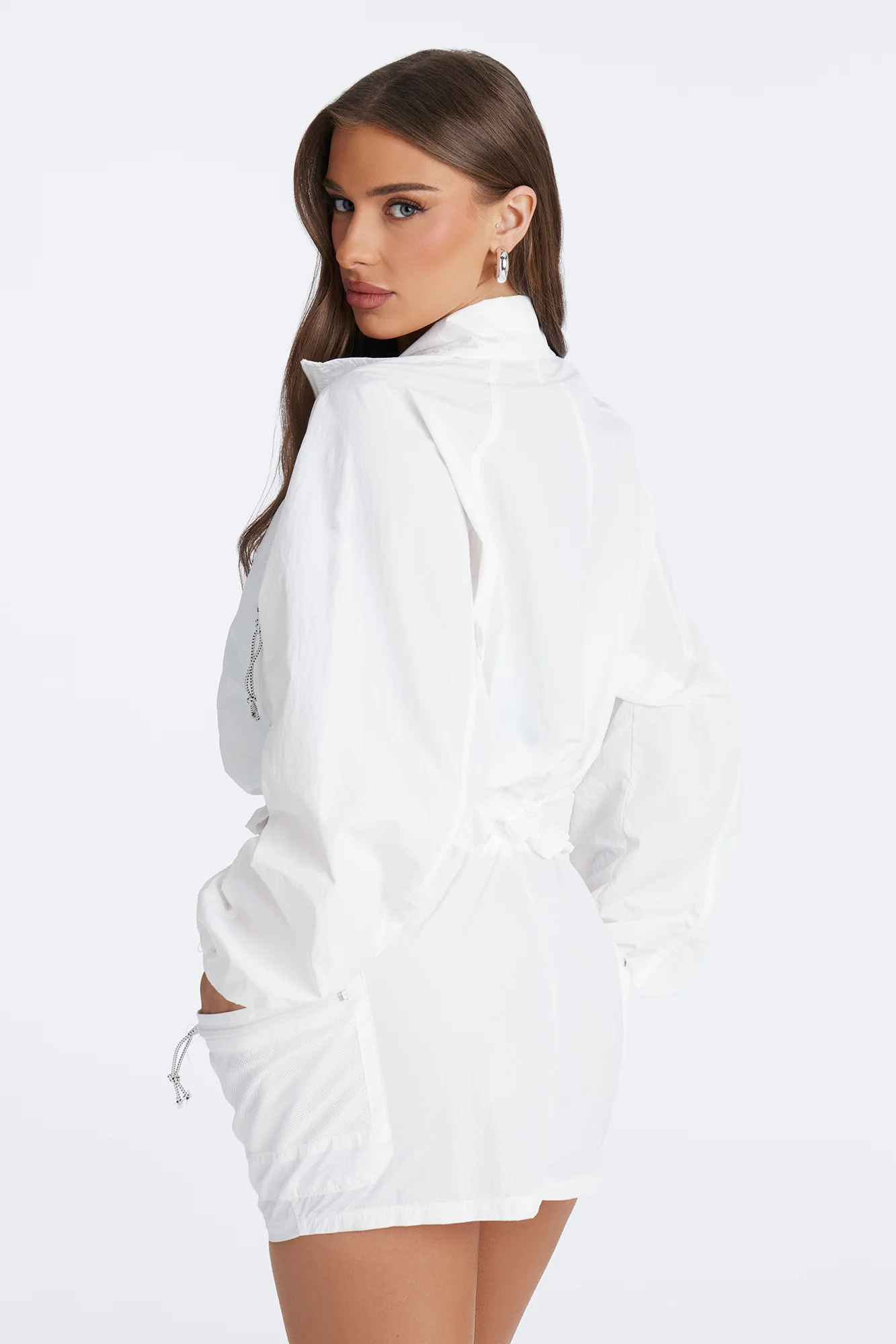 Stay Cool Cropped Windbreaker Jacket - White - Image 4