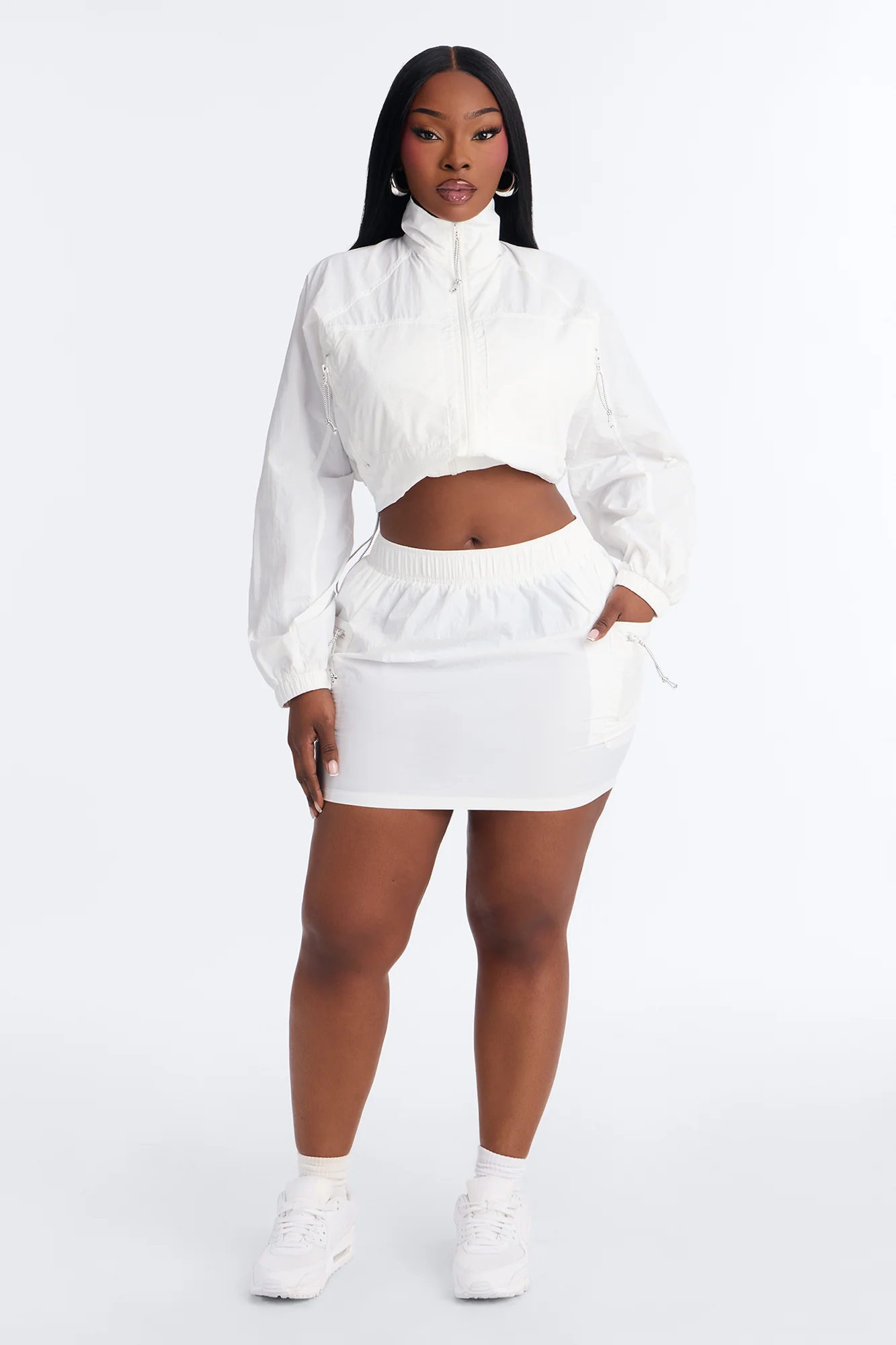 Stay Cool Cropped Windbreaker Jacket - White - Image 6