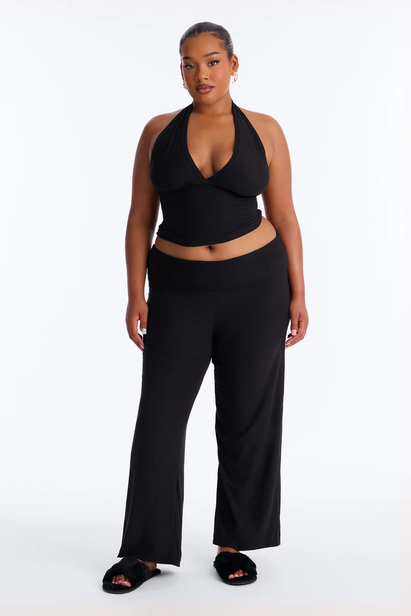 Stay Cozy Halter PJ Pant Set - Black - Image 5