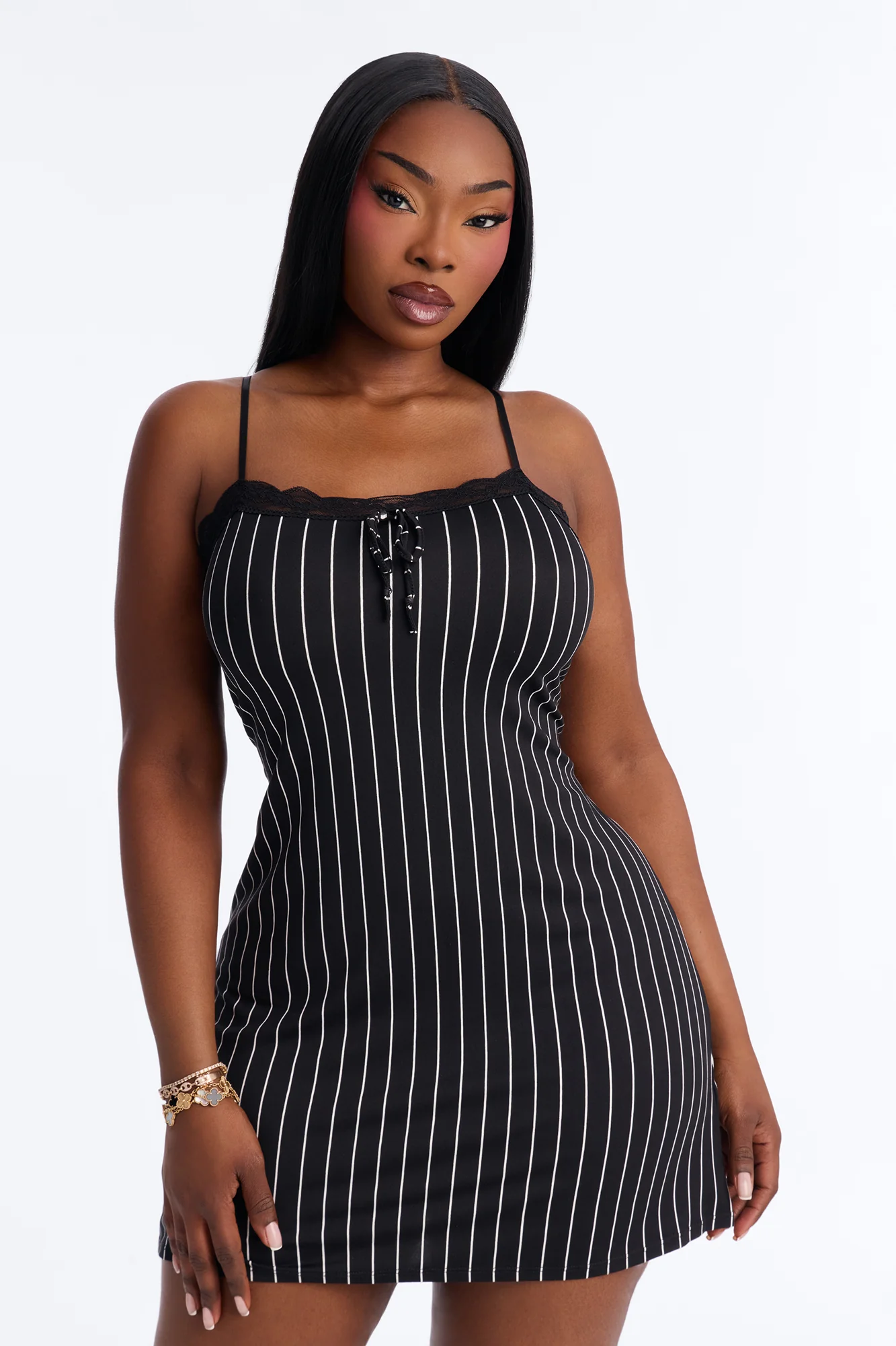 Stay The Night Sleep Dress - Black/White