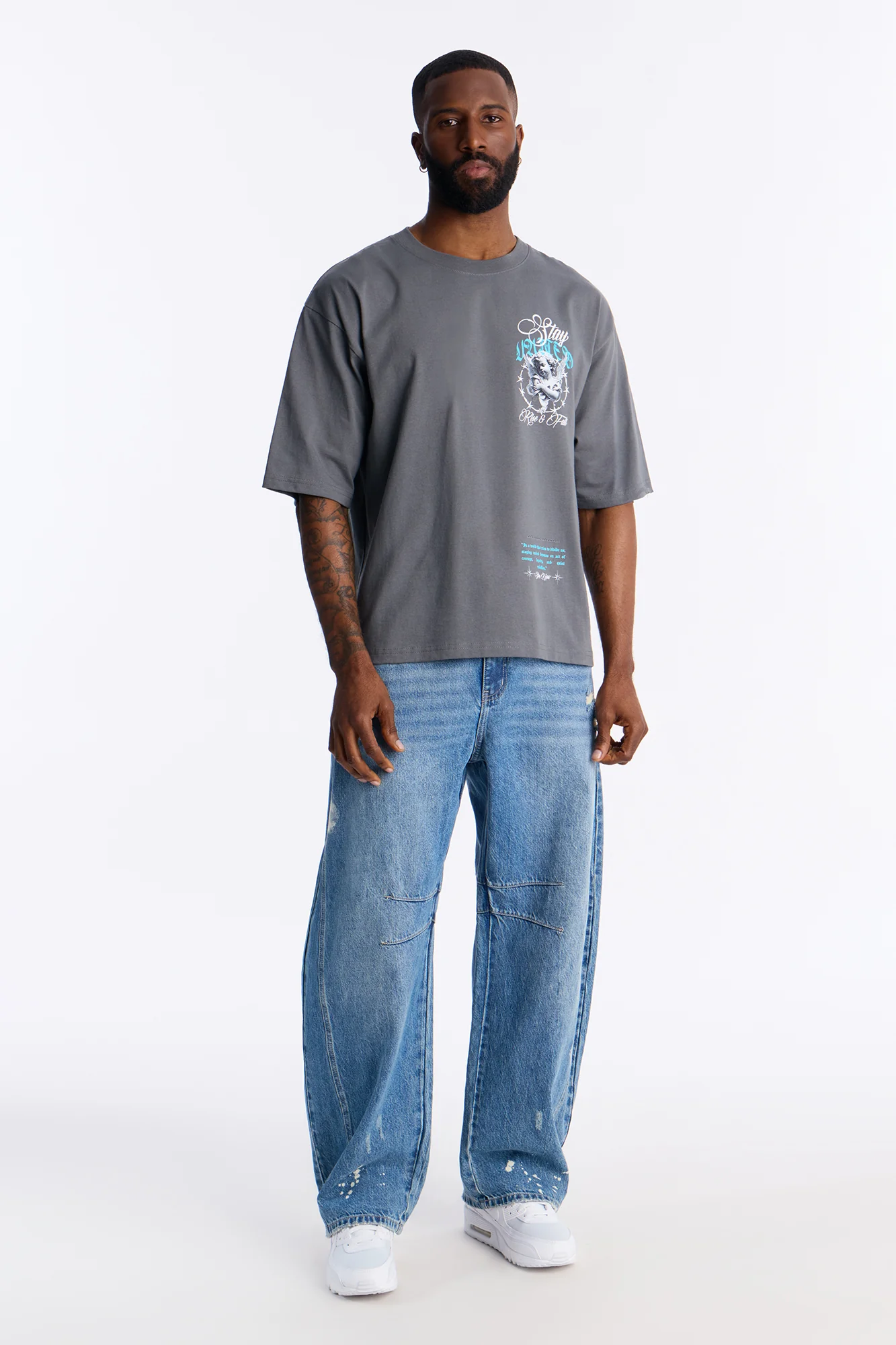 Stay United Boxy Short Sleeve Tee - Grey - Image 2