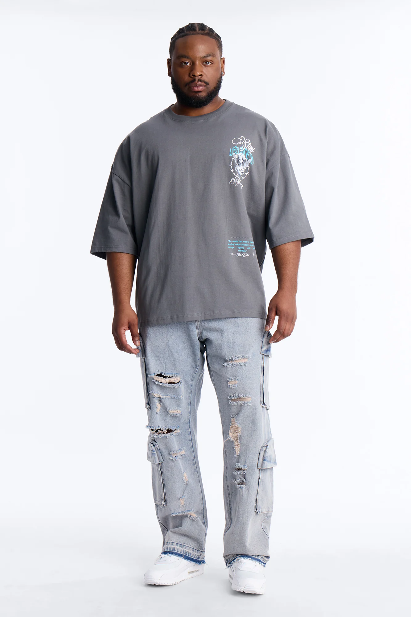 Stay United Boxy Short Sleeve Tee - Grey - Image 7