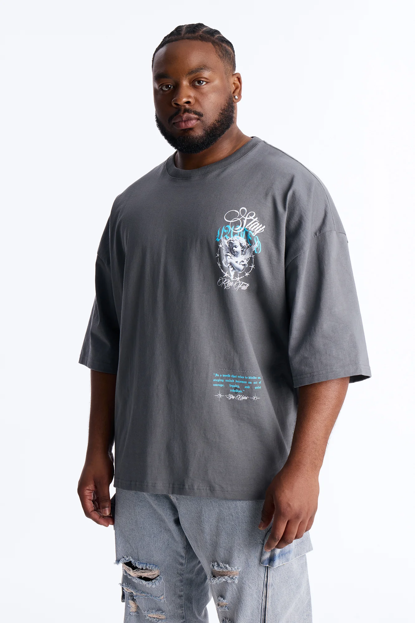 Stay United Boxy Short Sleeve Tee - Grey - Image 9