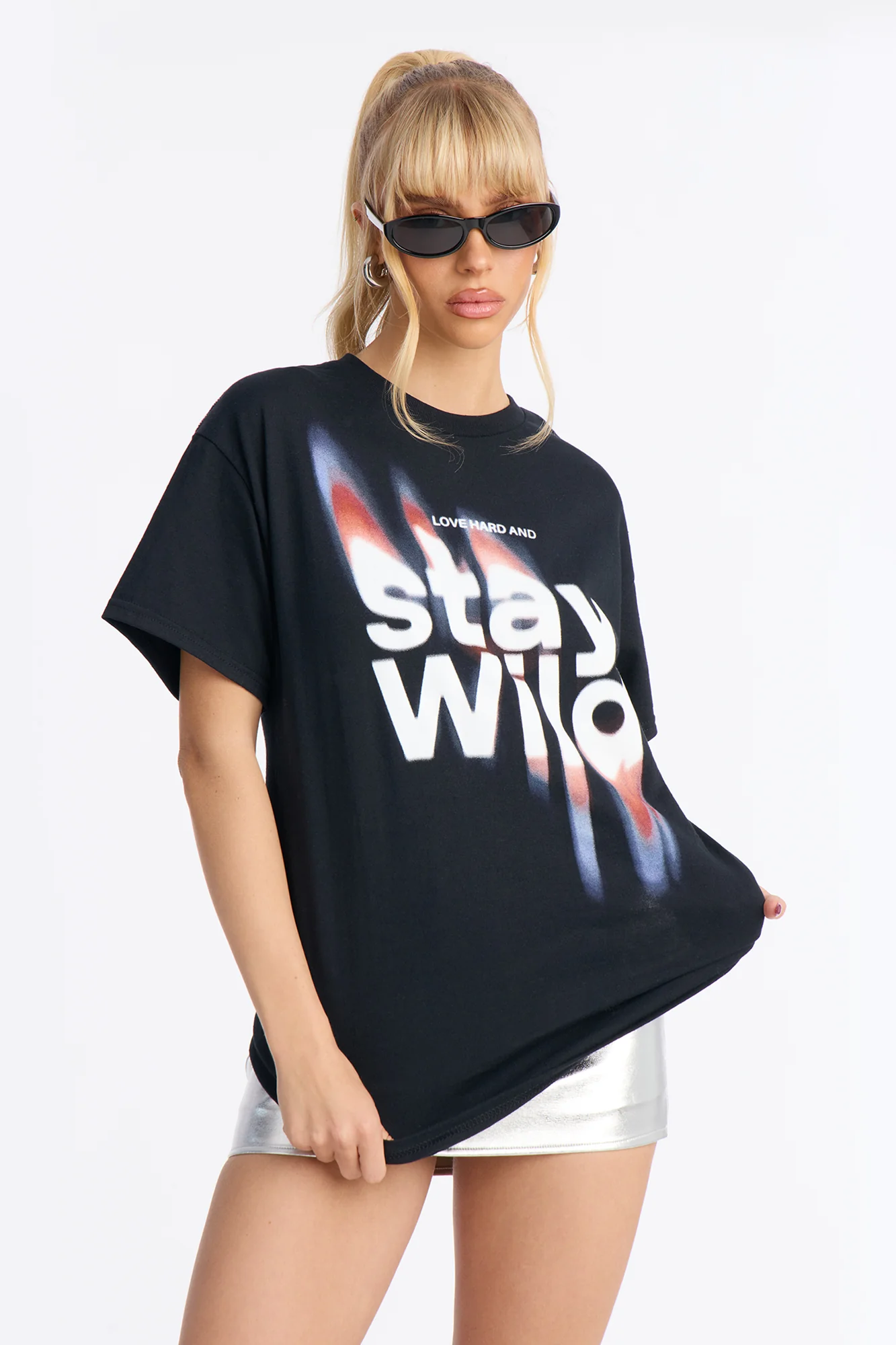 Stay Wild Oversize Tee - Black