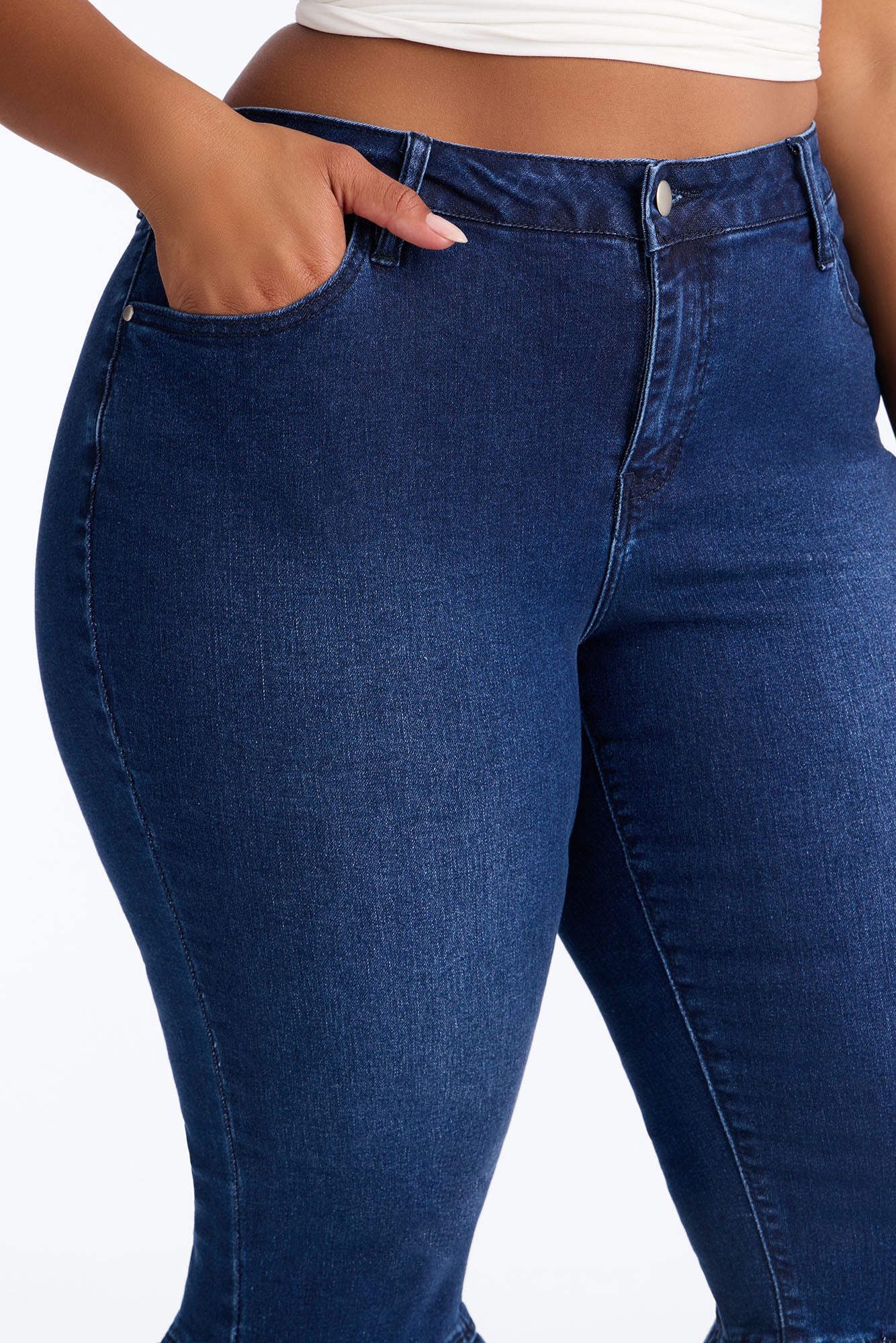 Steal The Show Ruffle Denim Capris - Dark Wash - Image 7