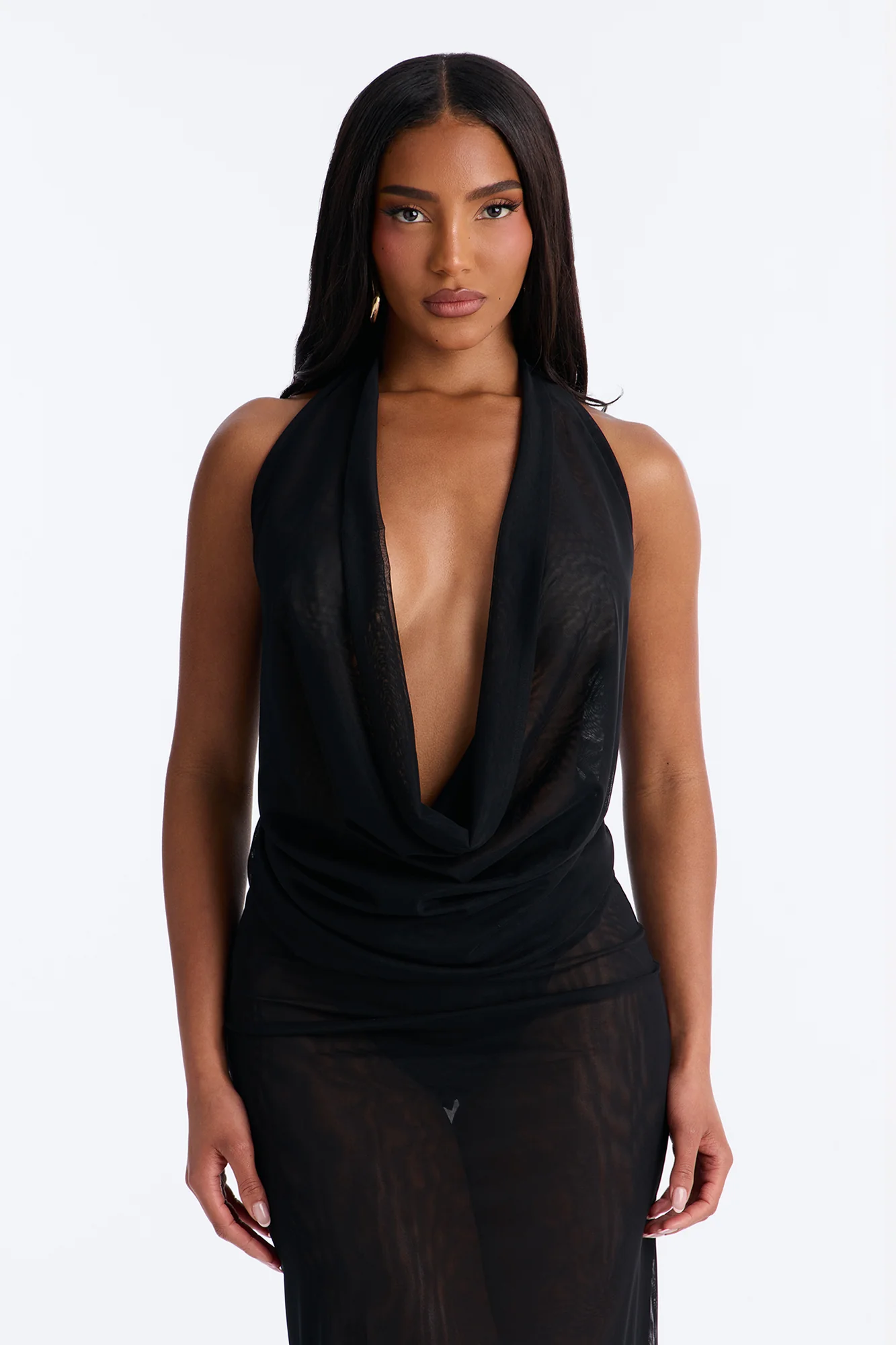 Stella Backless Mesh Maxi Dress - Black - Image 2