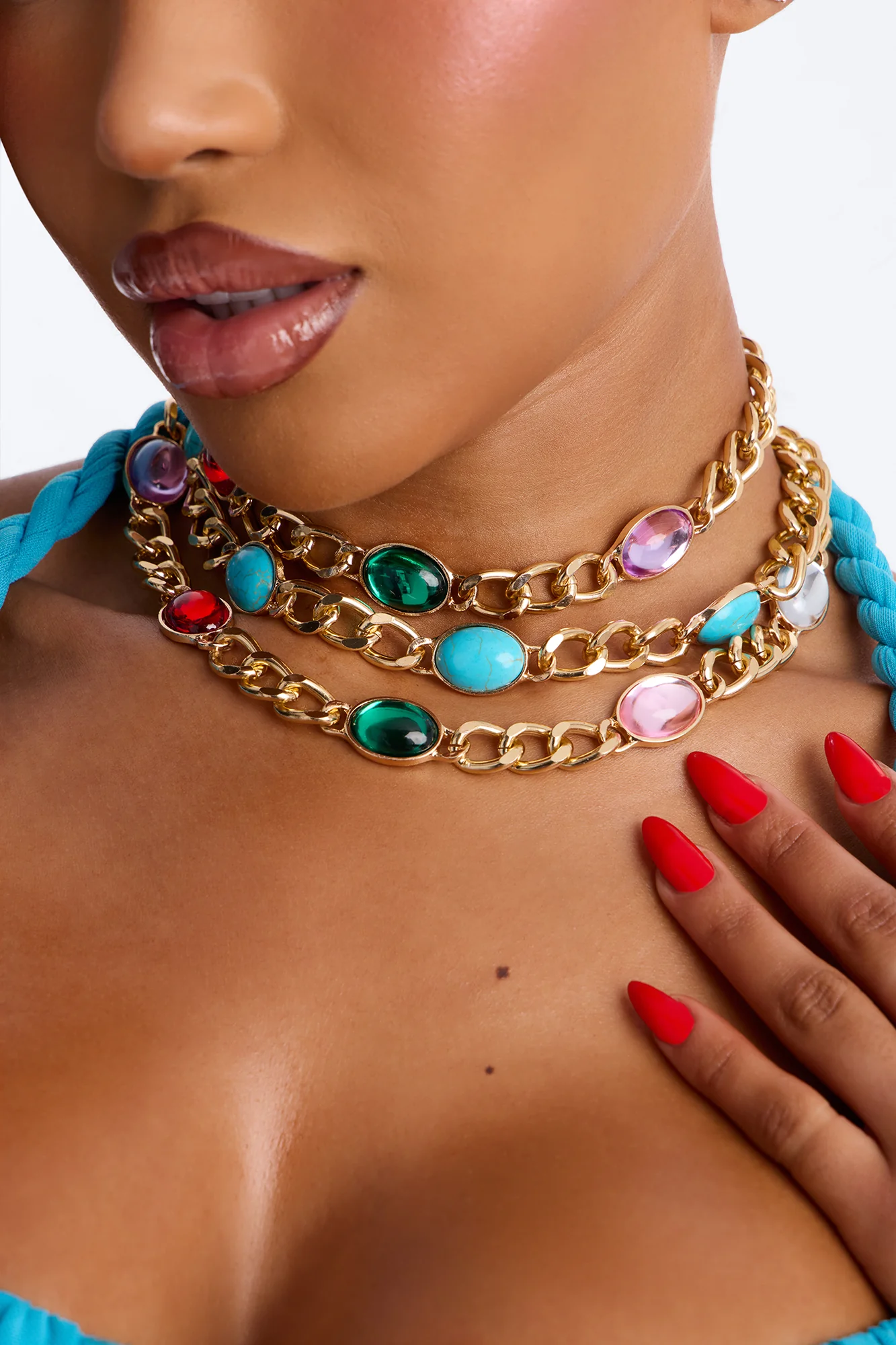 Stella Jeweled Layered Necklace - Gold/Multi