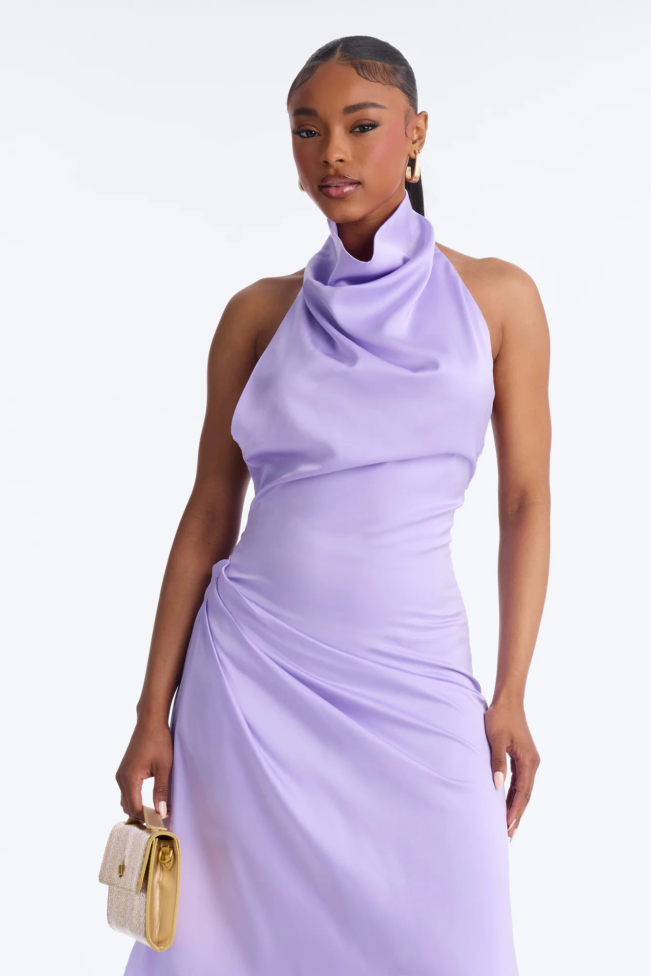 Stella Sleeveless Satin Maxi Dress - Lilac - Image 2