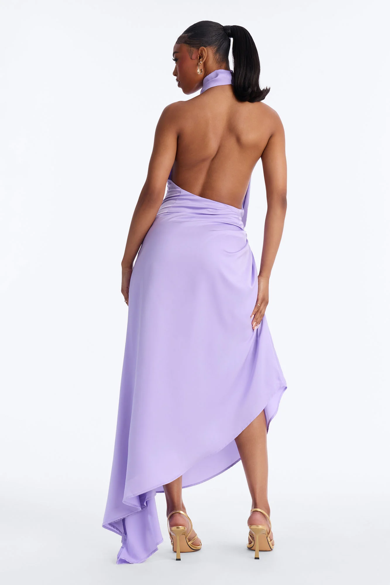 Stella Sleeveless Satin Maxi Dress - Lilac - Image 3
