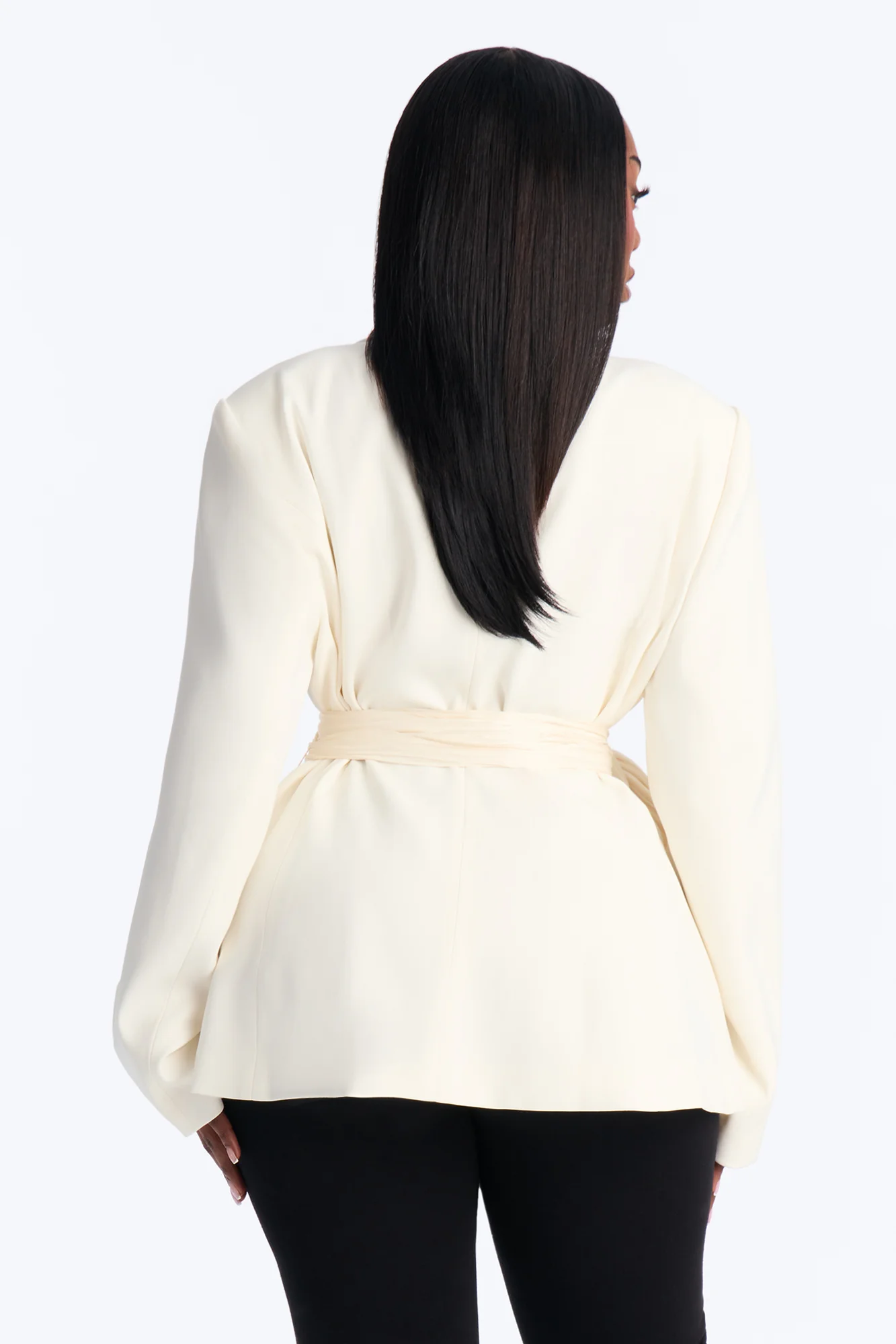 Stella Wrap Waist Blazer Single Breasted Blazer - Ivory - Image 8