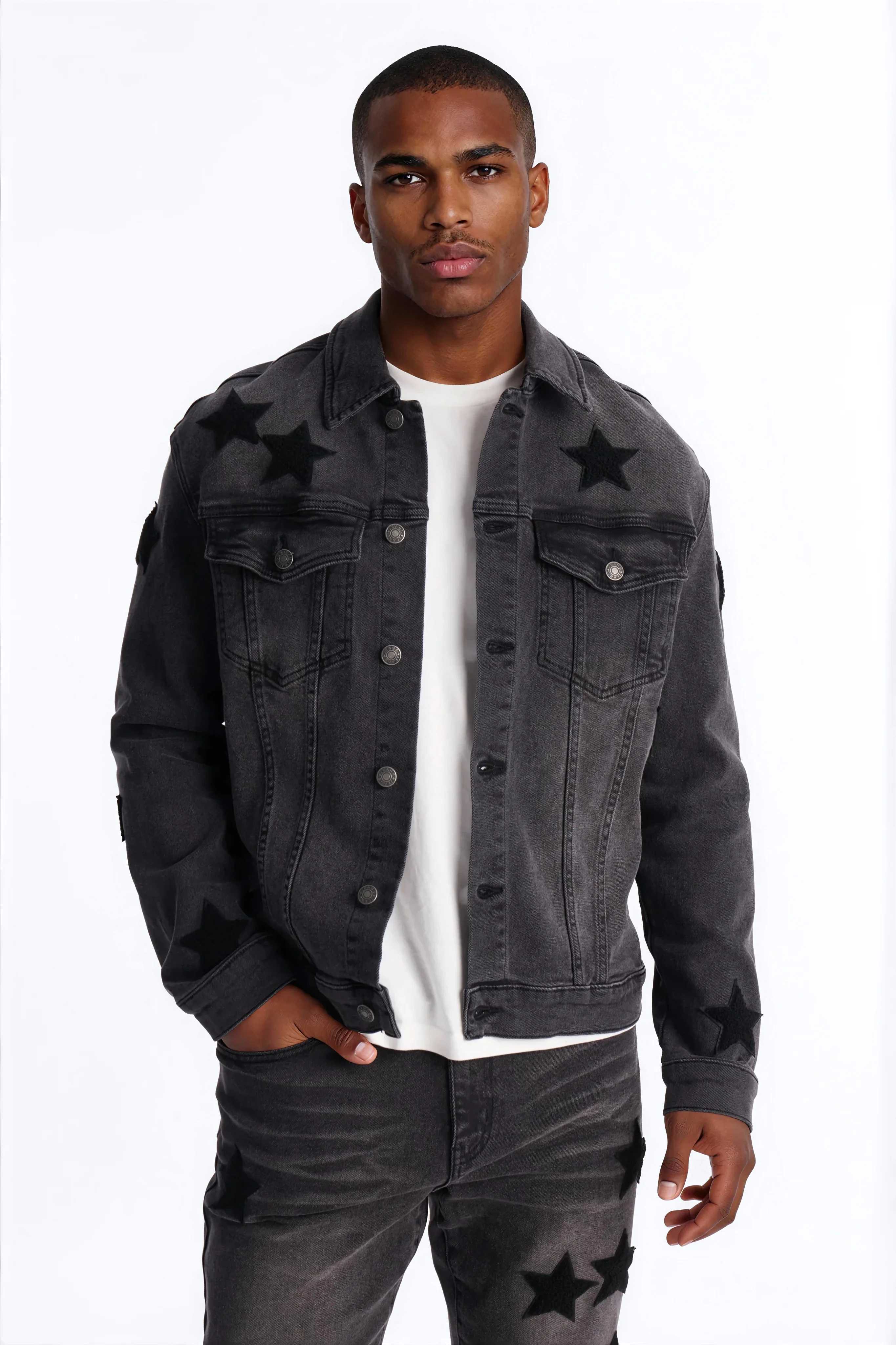 Stellar Denim Trucker Jacket - Black Wash