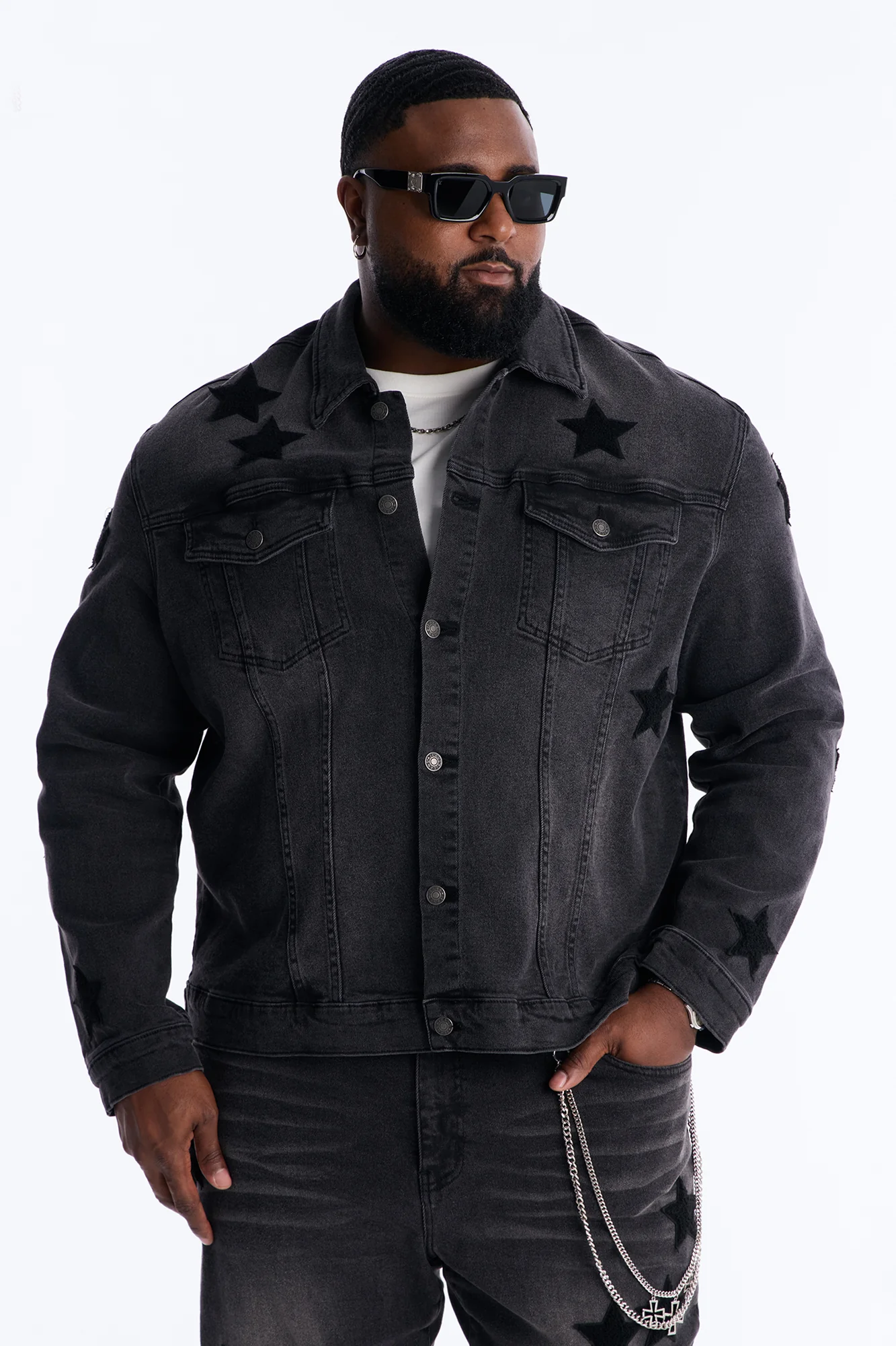 Stellar Denim Trucker Jacket - Black Wash - Image 7
