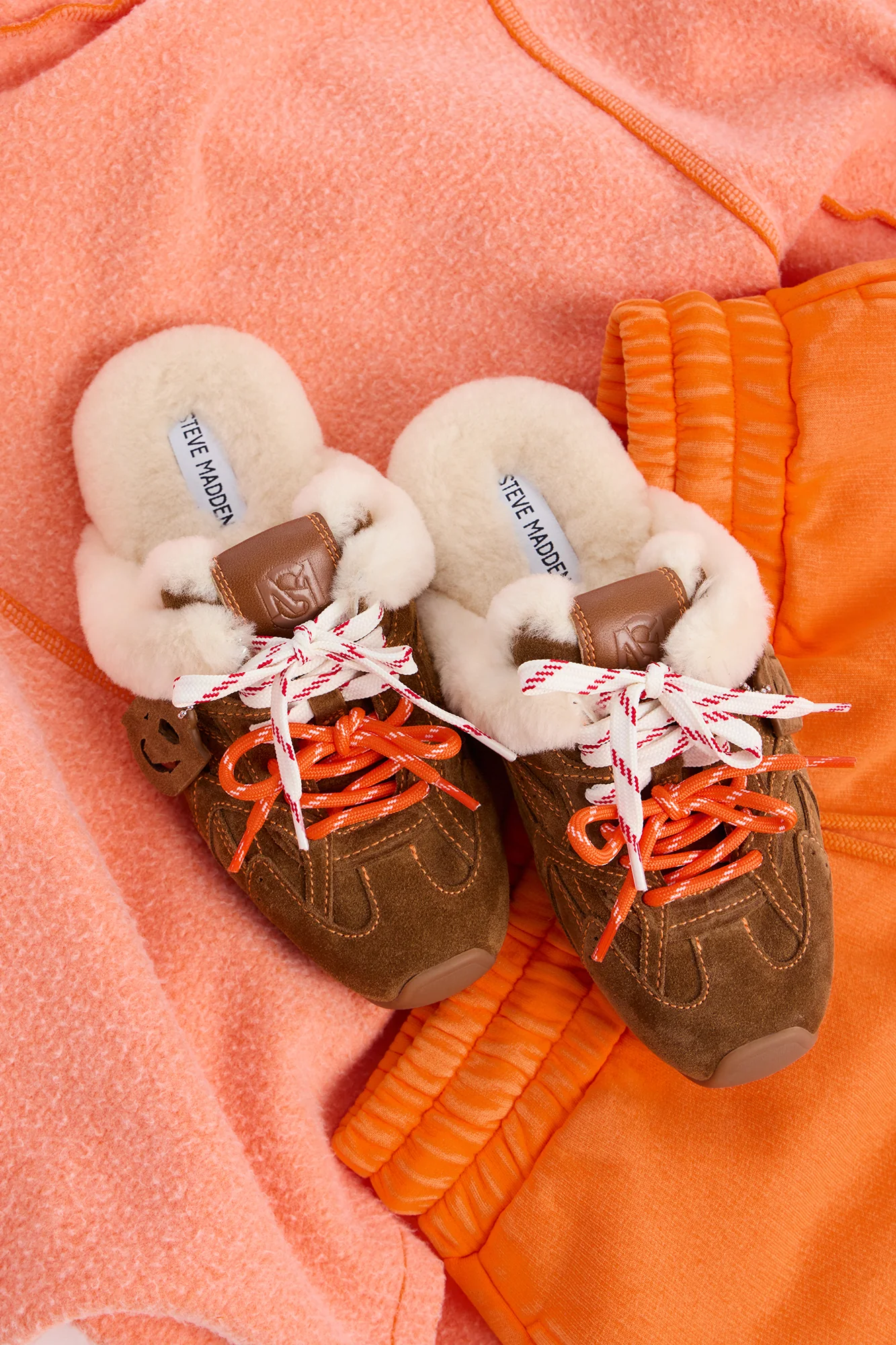 Steve Madden Aziel Faux Fur Suede Slip On Sneakers - Chestnut - Image 2