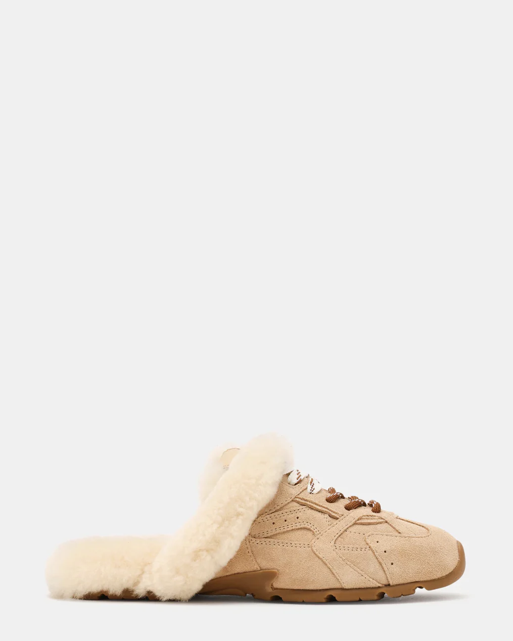 Steve Madden Aziel Faux Fur Suede Slip On Sneakers - Natural - Image 4