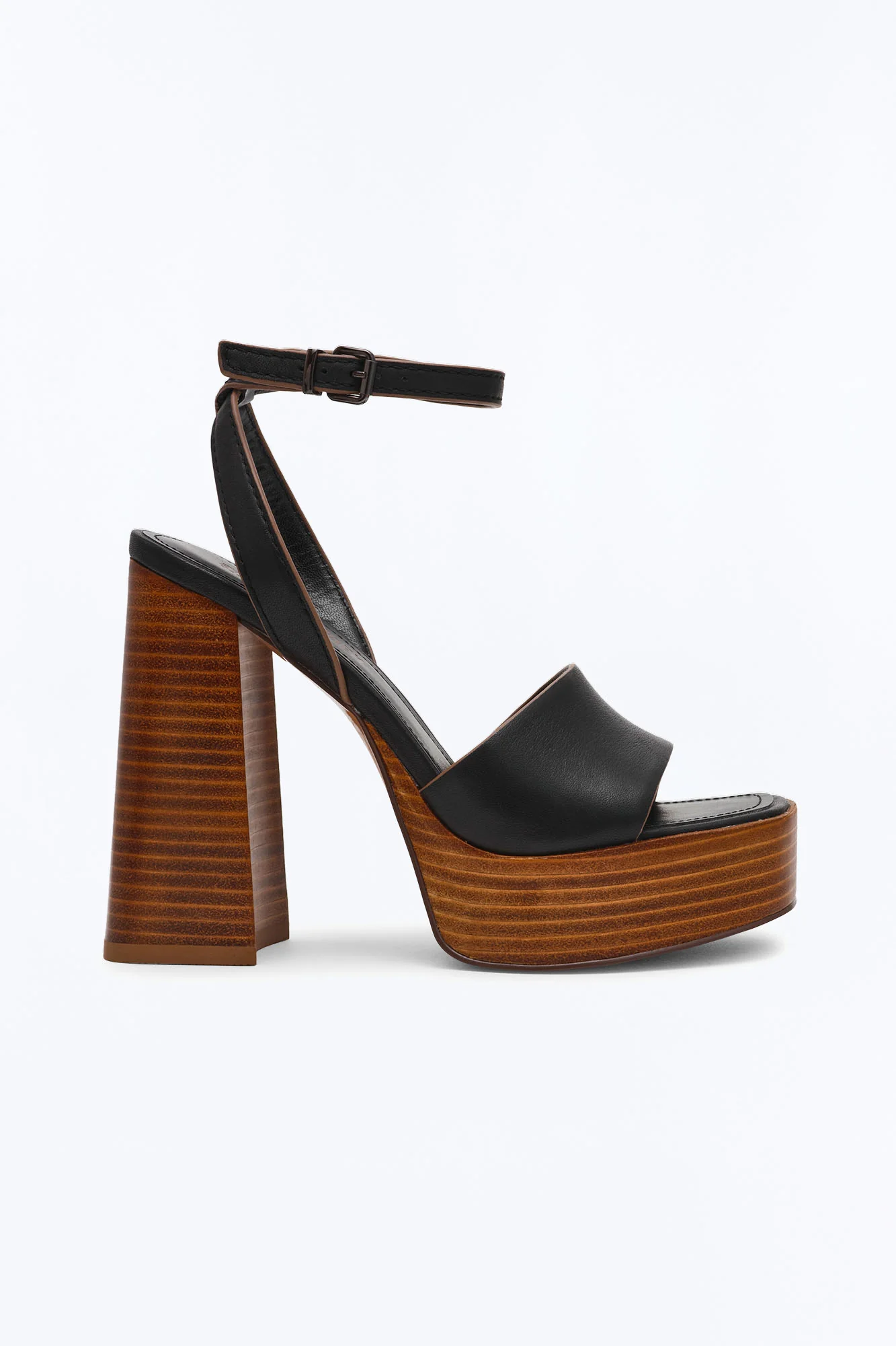 Steve Madden Floria Leather Platform Heels - Black