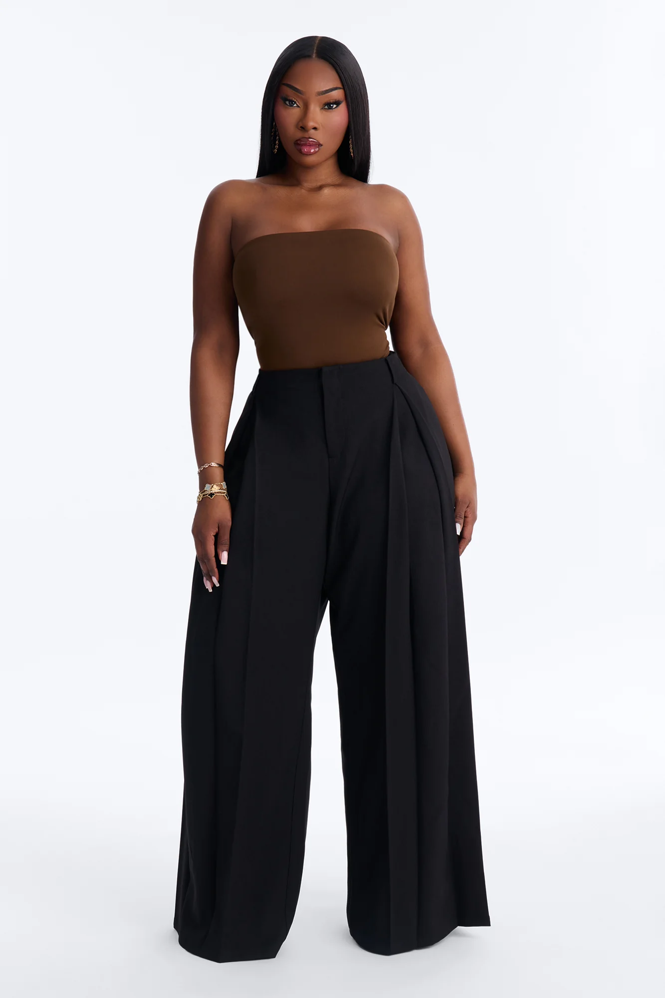 Stevie Low Rise Front Pleated Wide Leg Trouser Pant 33″ - Black - Image 4