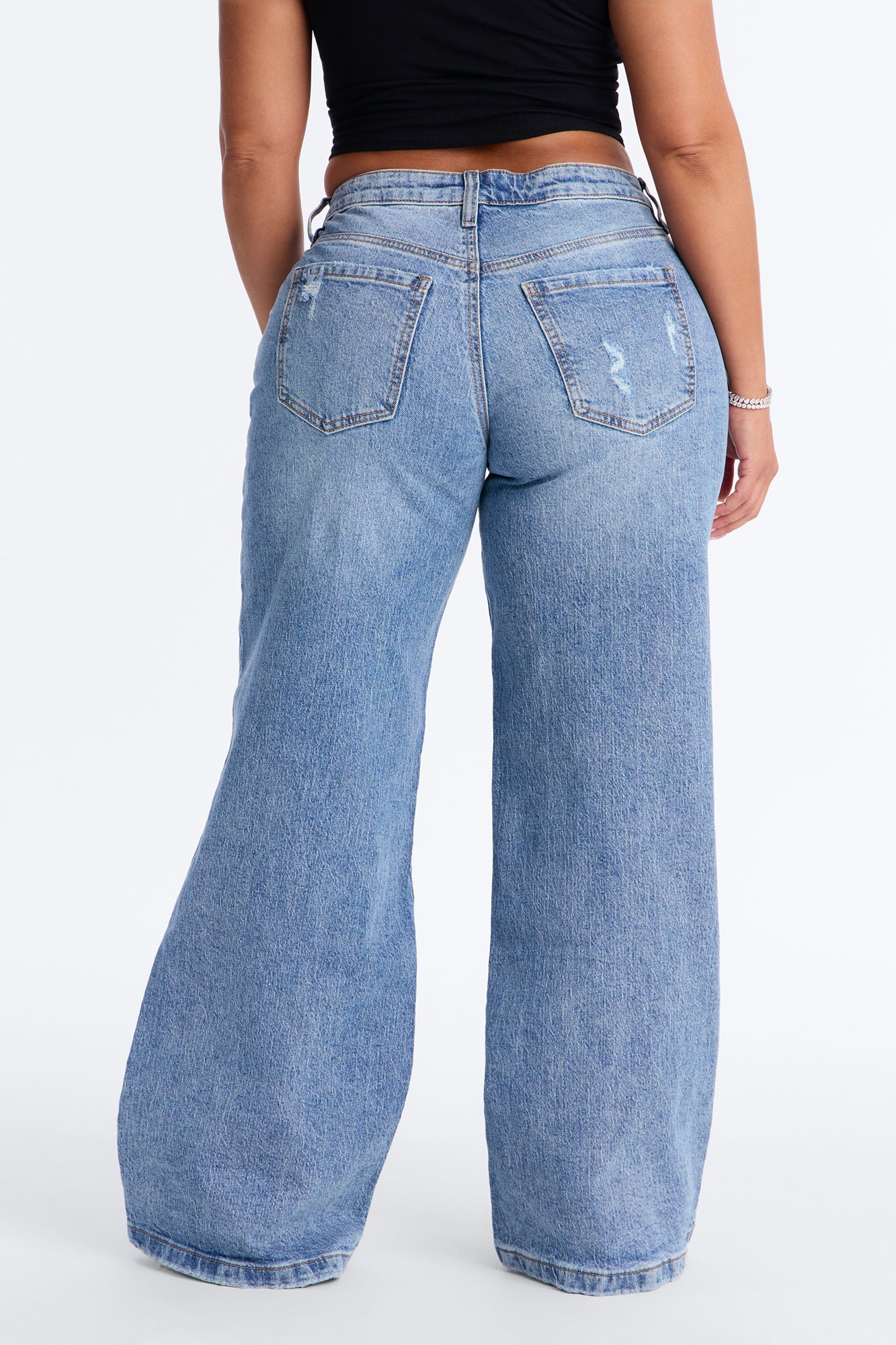 Still Going Strong Baggy Wide Leg Jeans - Medium Wash - Image 3