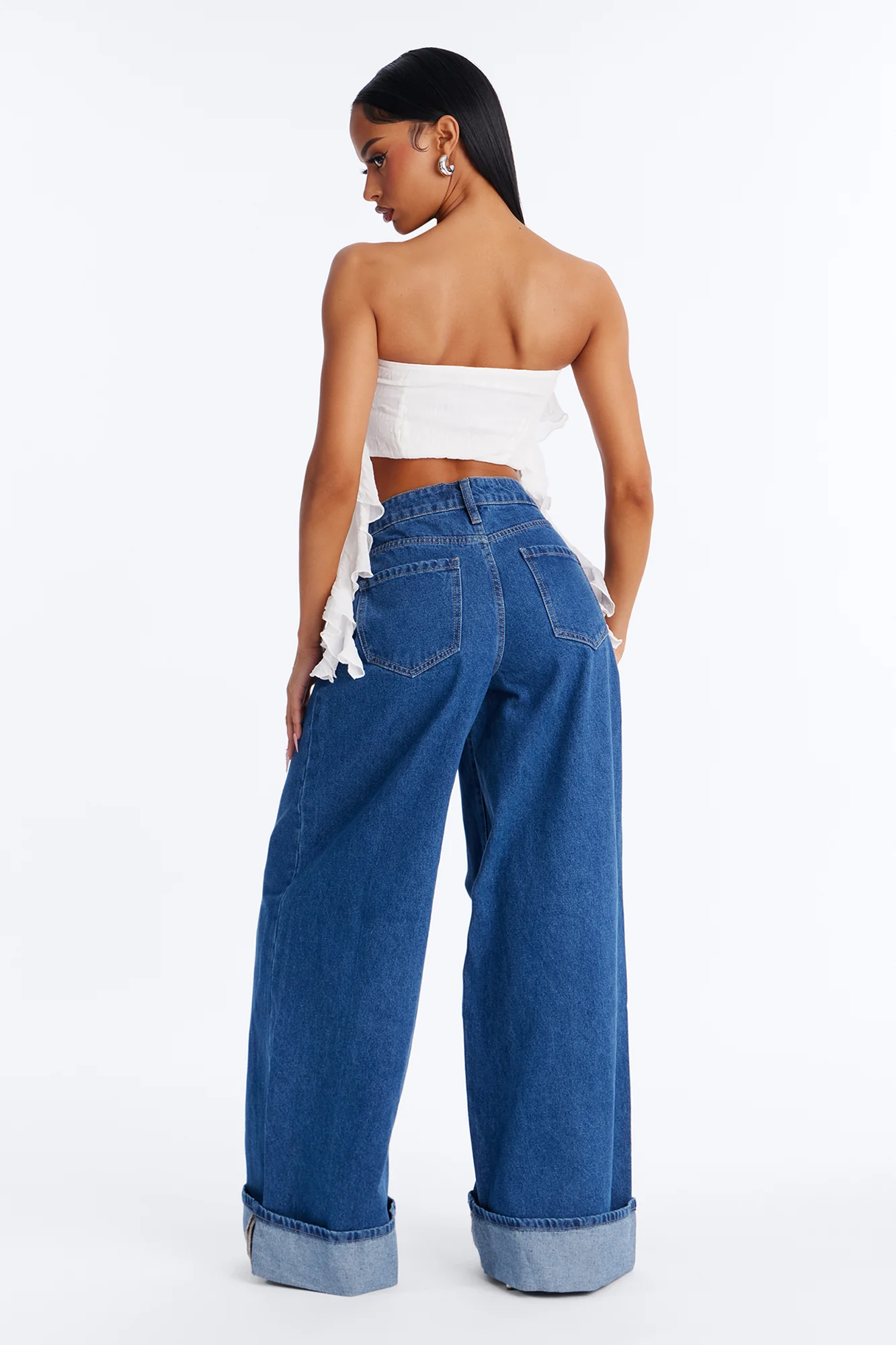 Stone Cold Embellished Cuffed Jeans - Dark Wash - Image 4