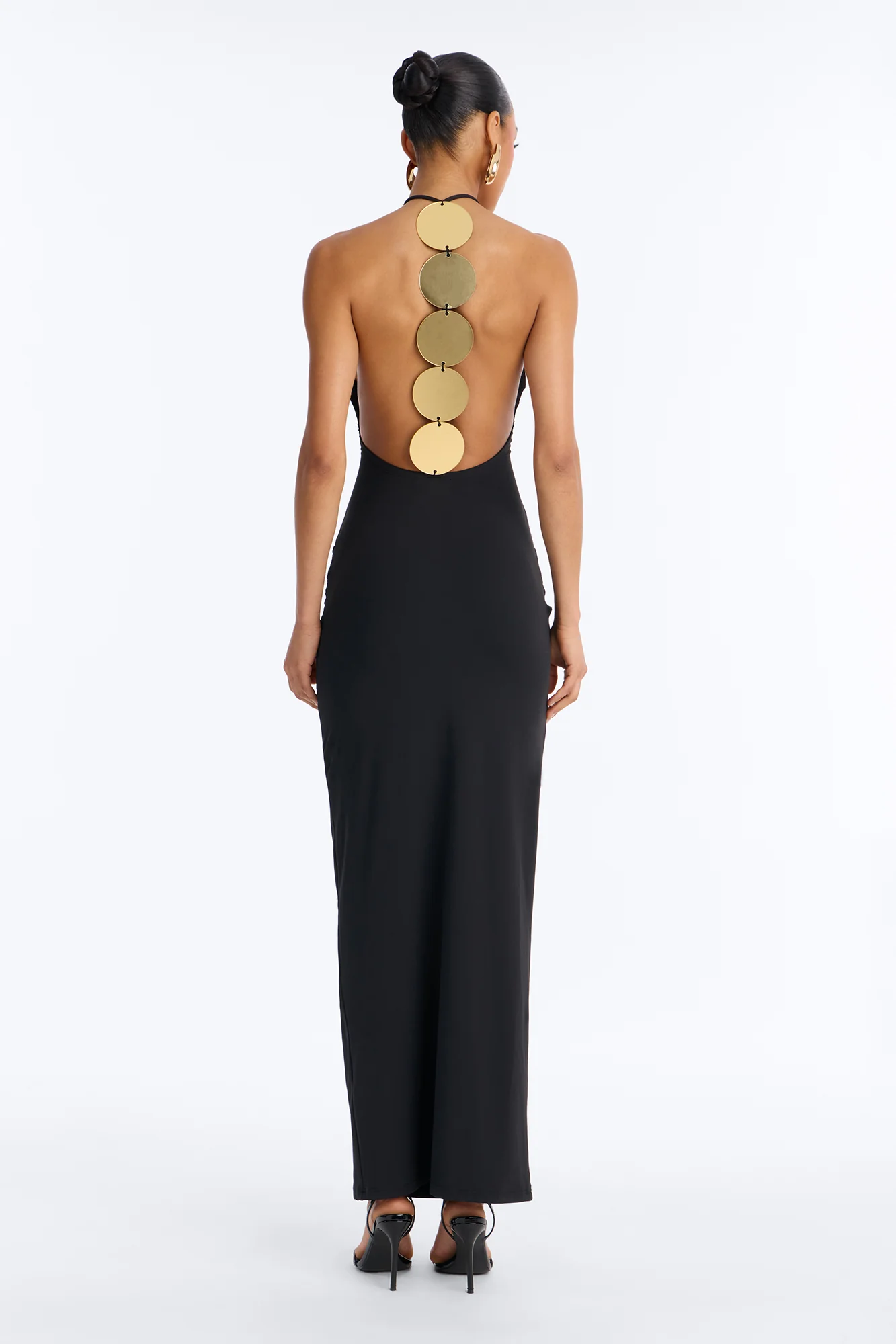 Stop And Stare Backless Hardware Maxi Dress - Black