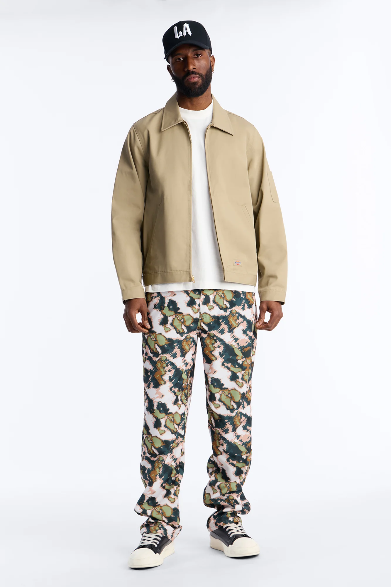 Straight Distorted Print Pant - Green