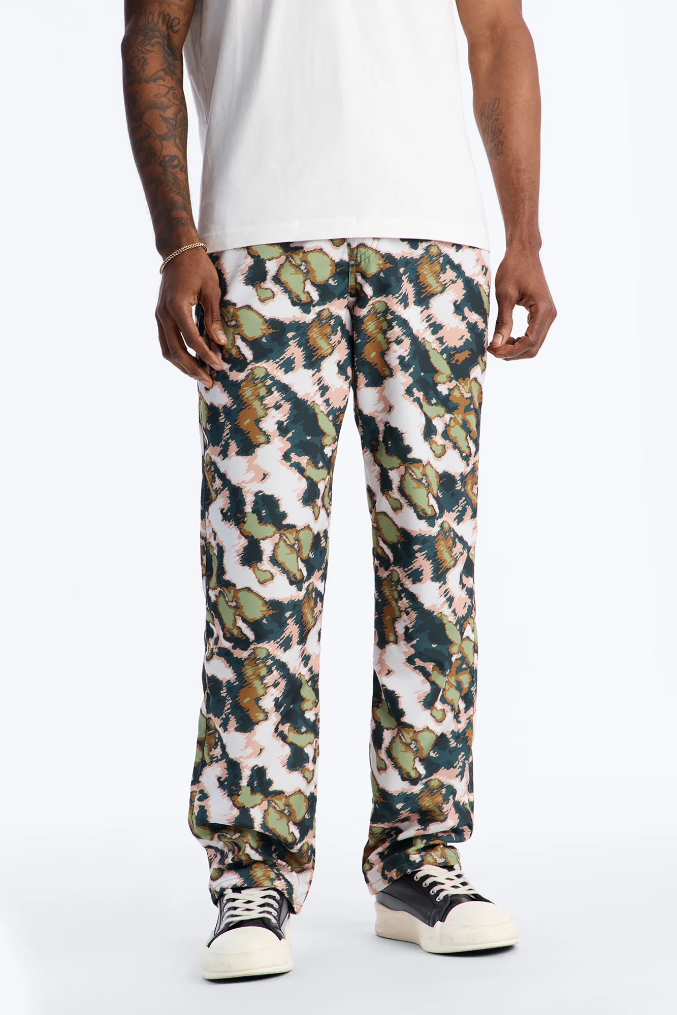 Straight Distorted Print Pant - Green - Image 2