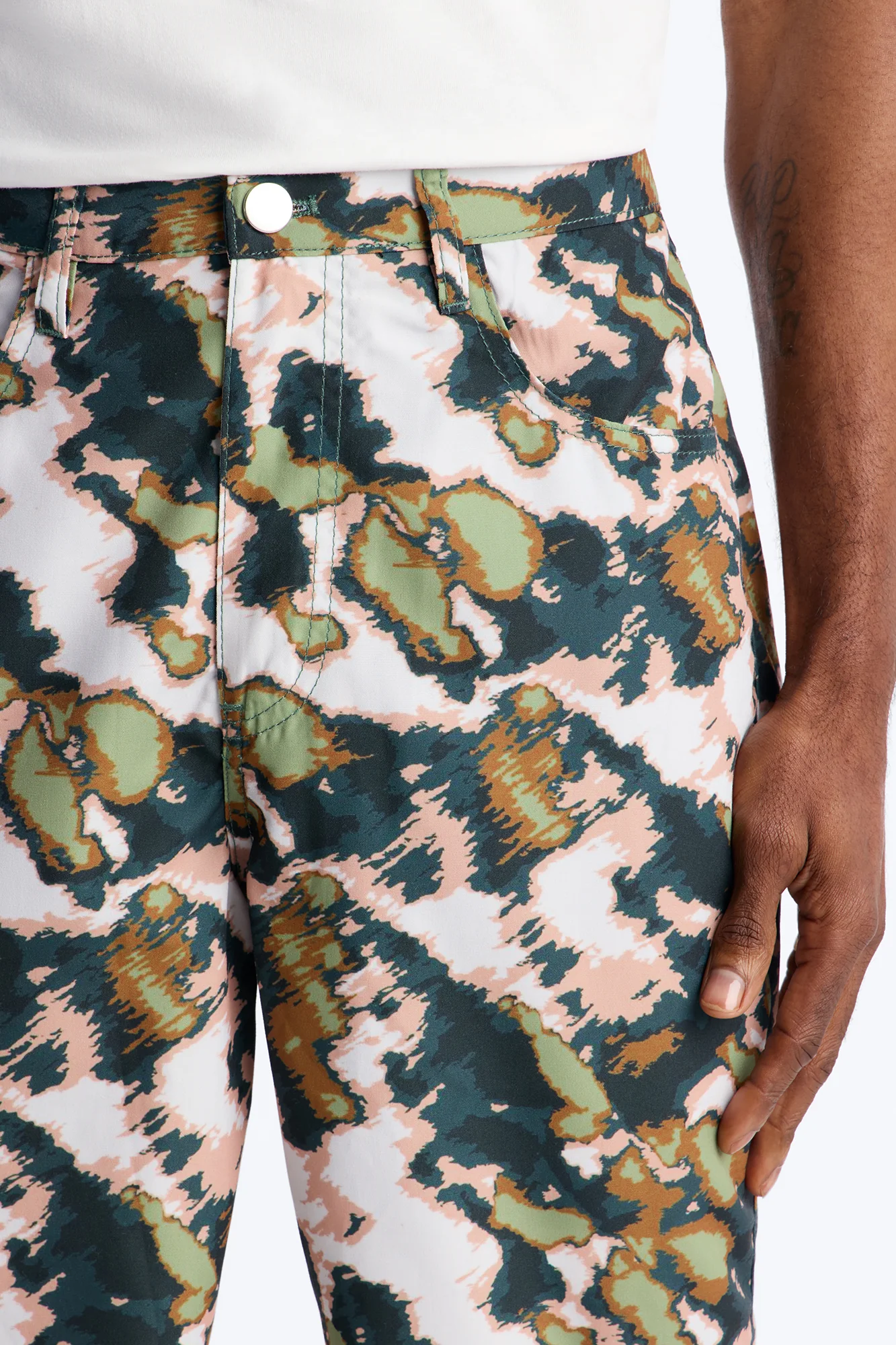 Straight Distorted Print Pant - Green - Image 3