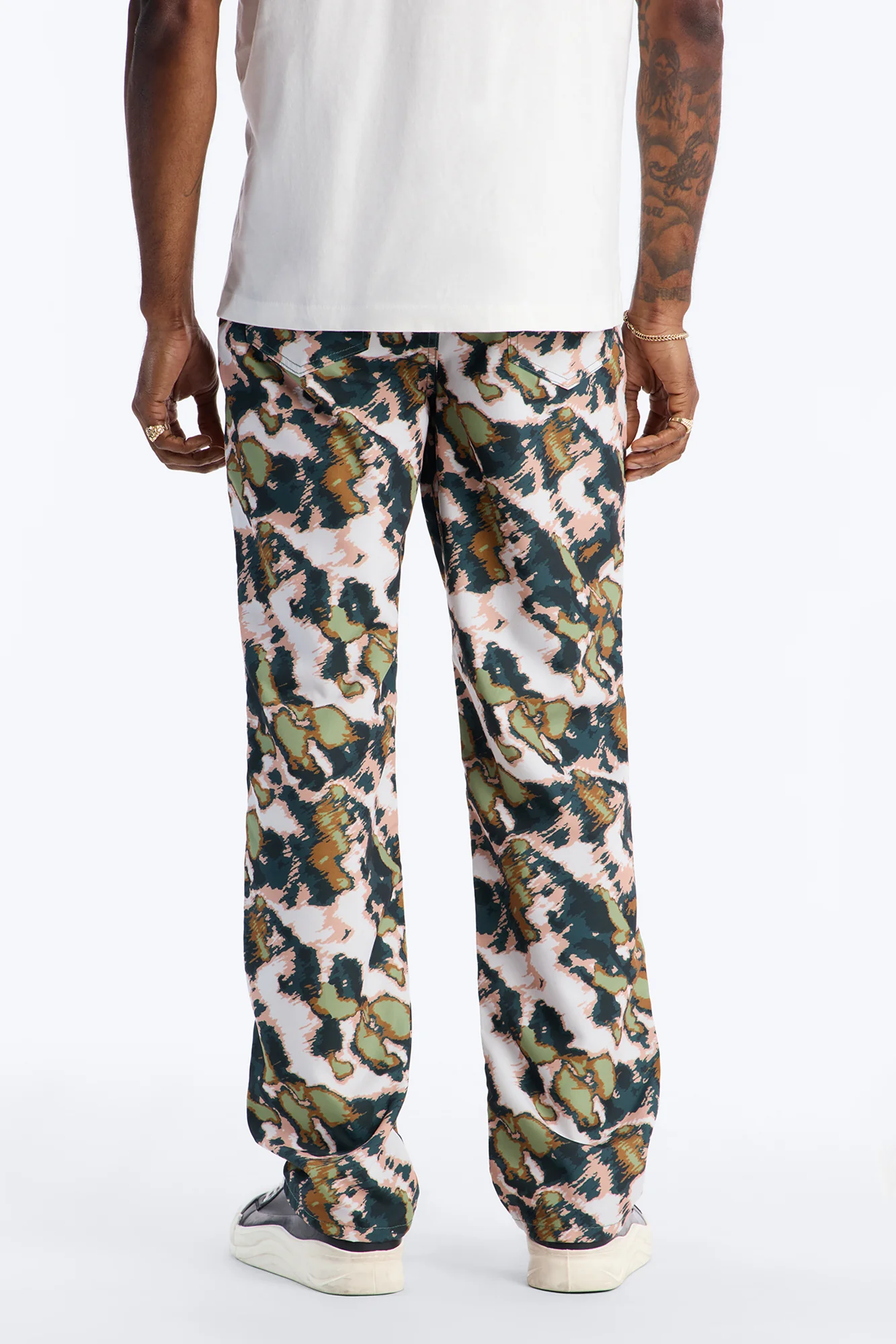 Straight Distorted Print Pant - Green - Image 4