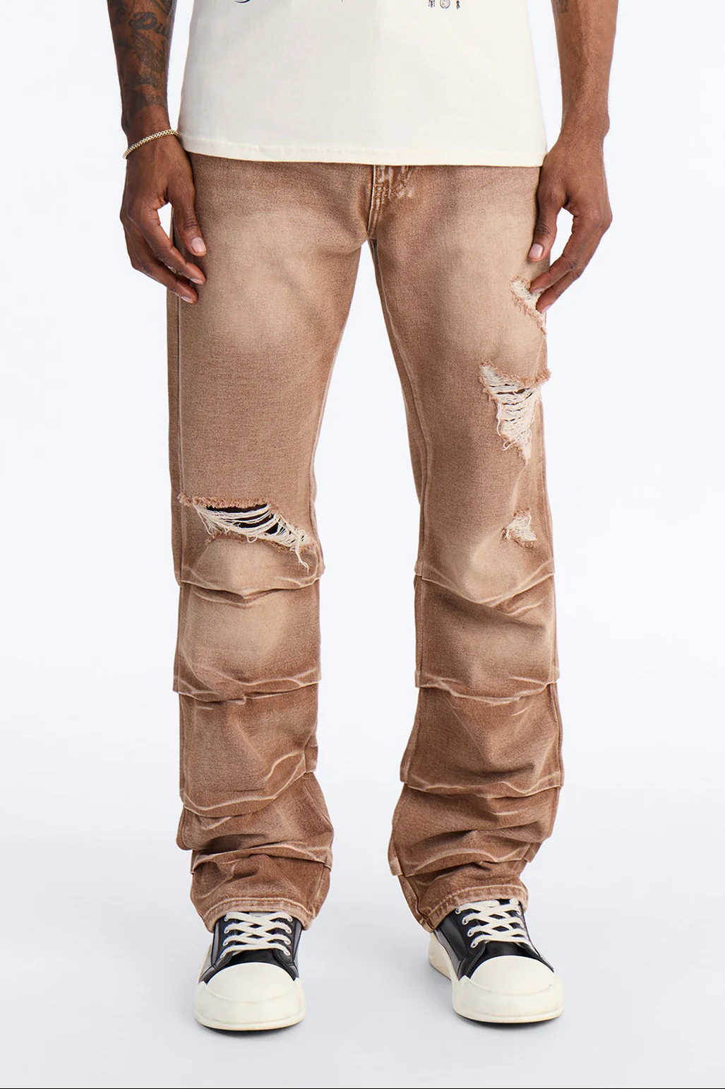 Straight Down The Street Ripped Jeans - Dark Brown