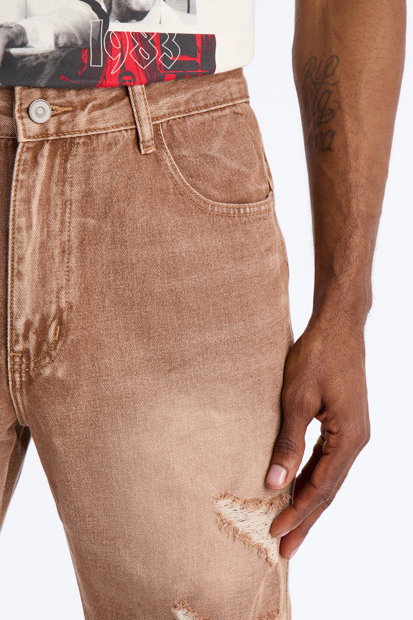 Straight Down The Street Ripped Jeans - Dark Brown - Image 3
