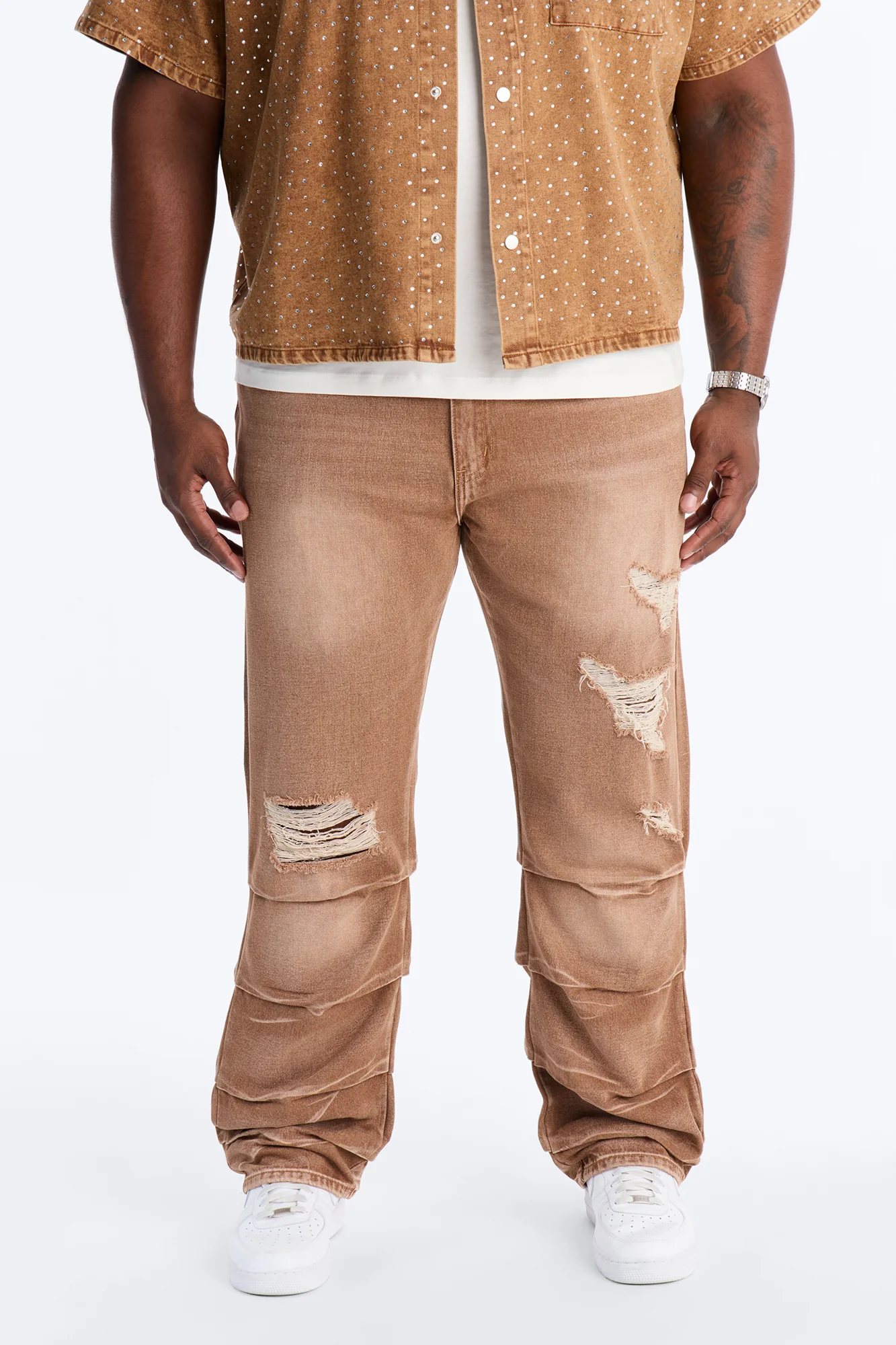 Straight Down The Street Ripped Jeans - Dark Brown - Image 6