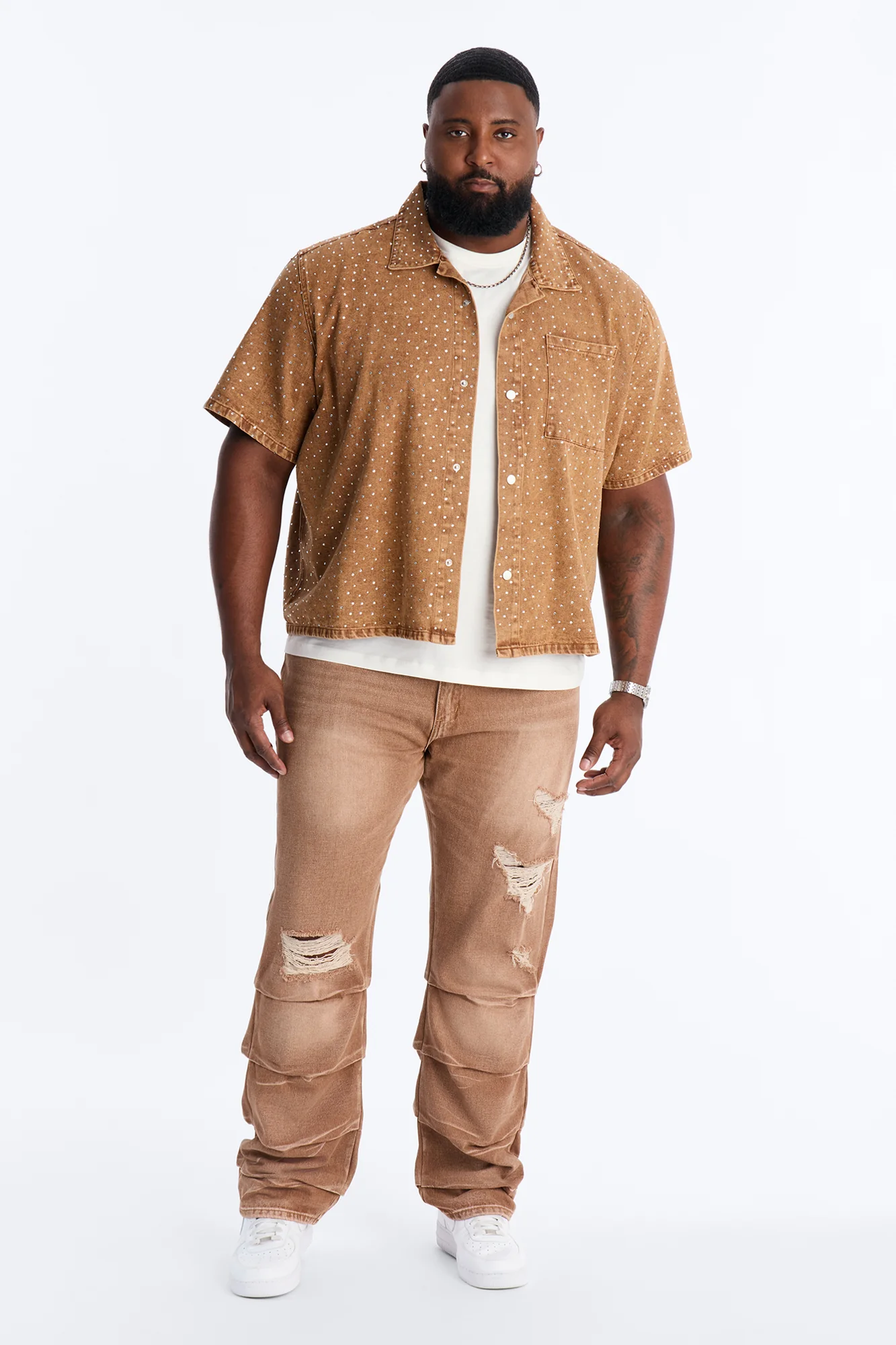 Straight Down The Street Ripped Jeans - Dark Brown - Image 7