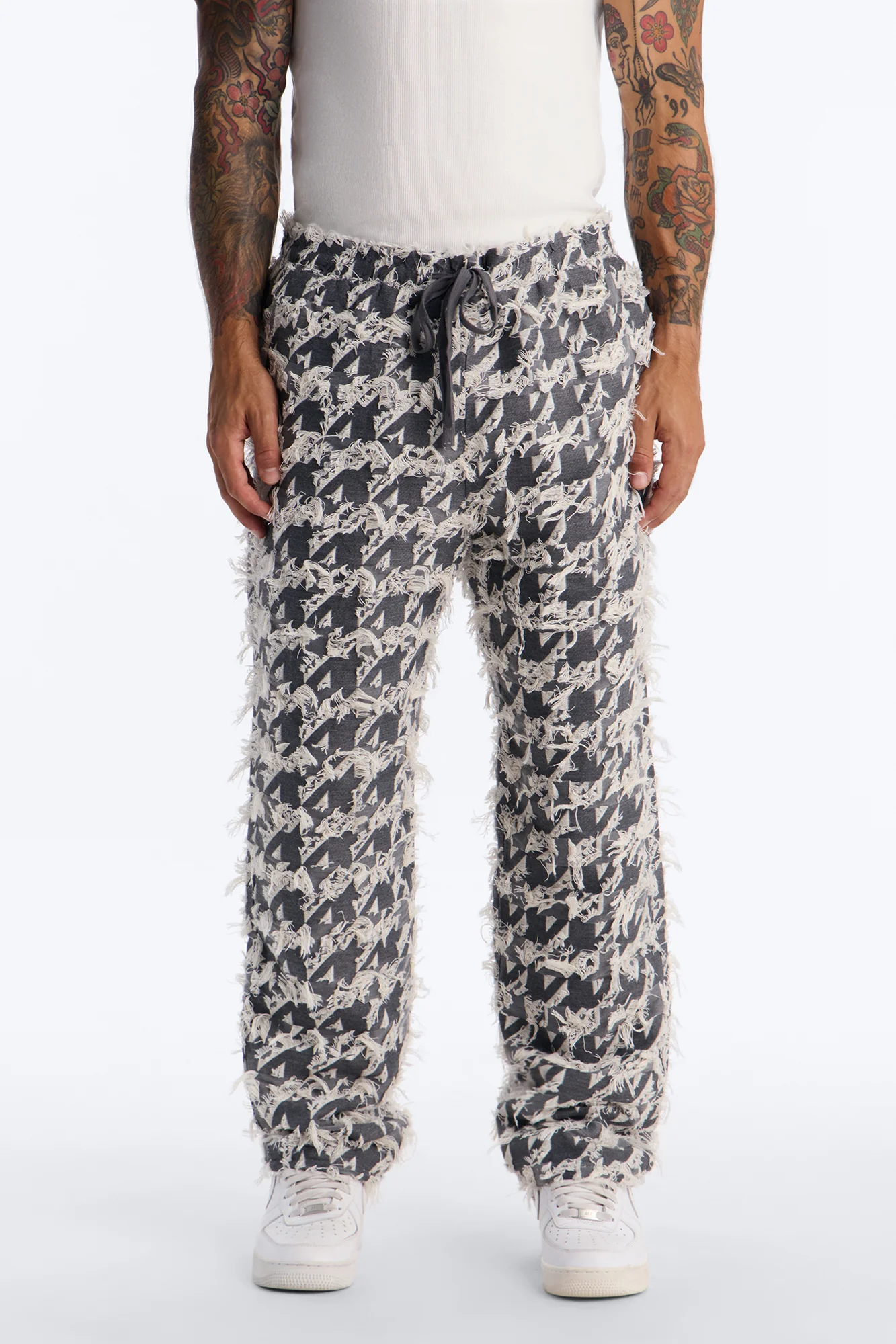 Straight Houndstooth Nomad Pant - Grey - Image 2