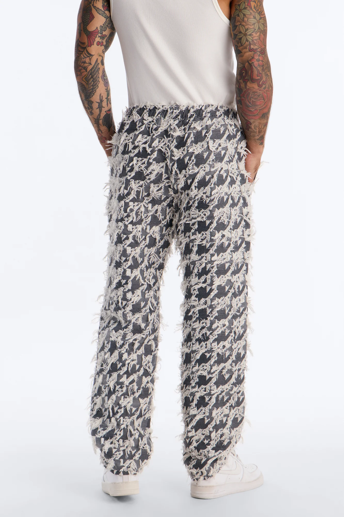 Straight Houndstooth Nomad Pant - Grey - Image 4