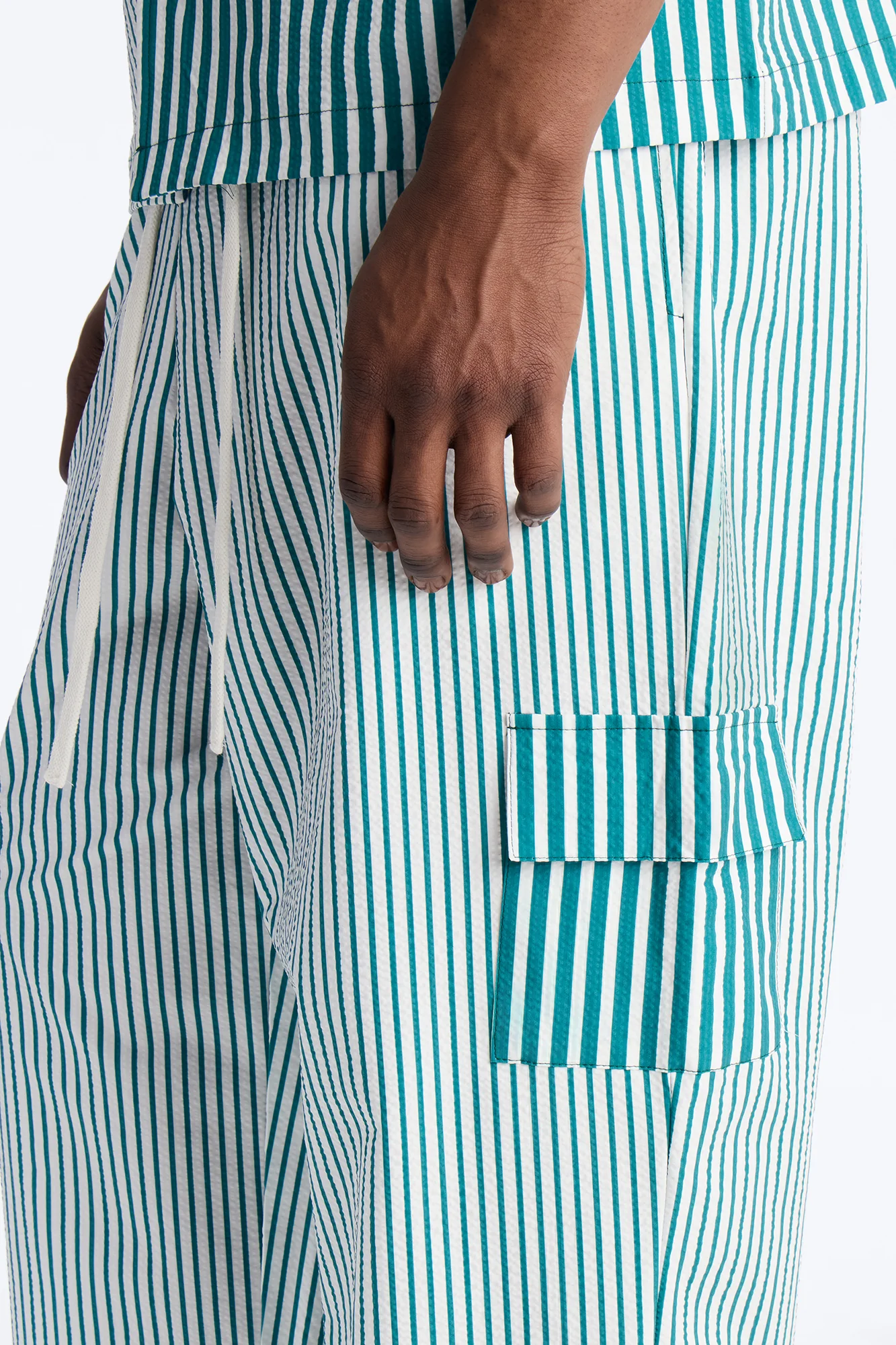 Straight Passion Stripe Seersucker Pant - Green - Image 4