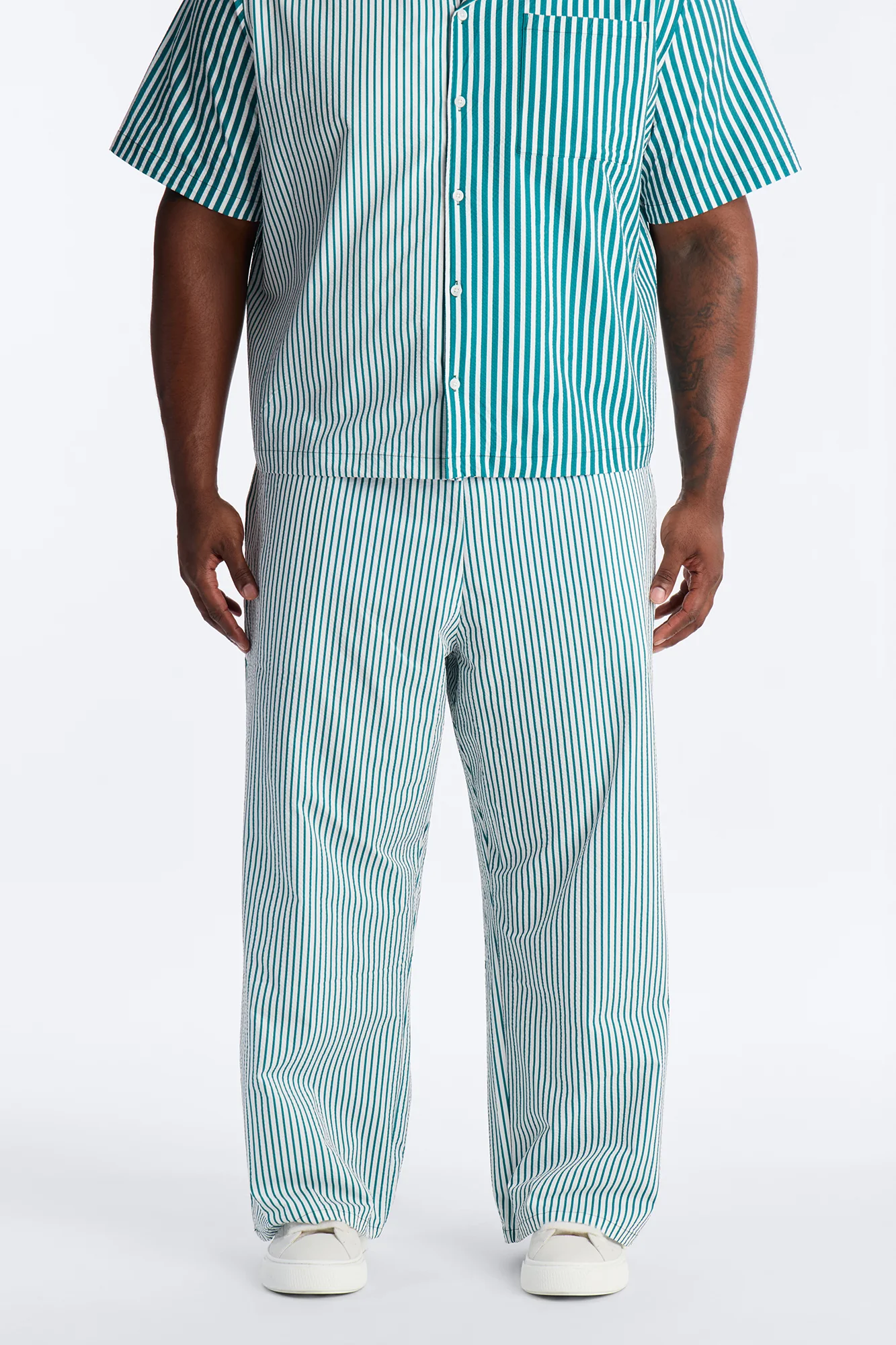 Straight Passion Stripe Seersucker Pant - Green - Image 6