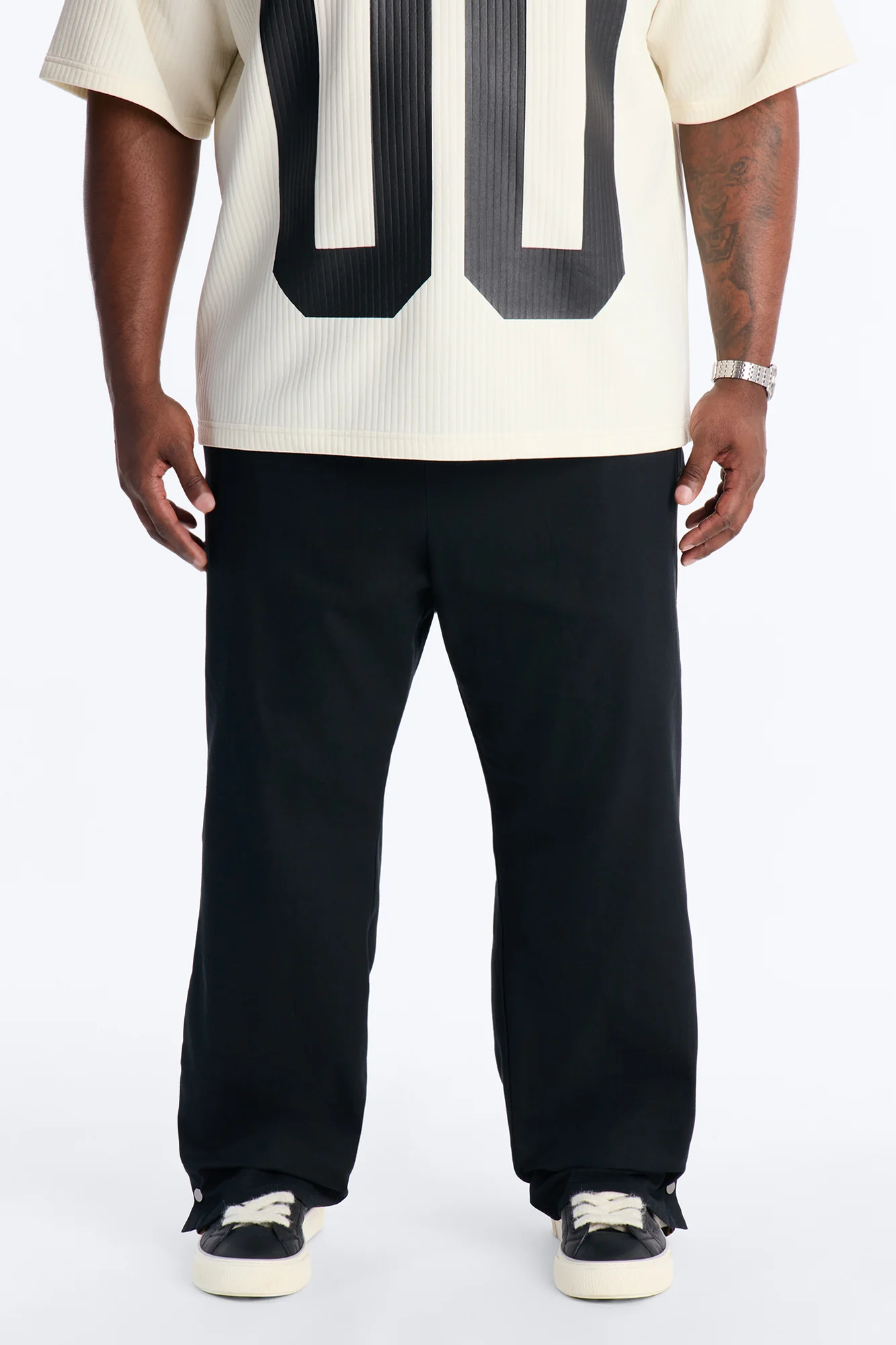 Straight Print Hint Studded Pant - Black - Image 6