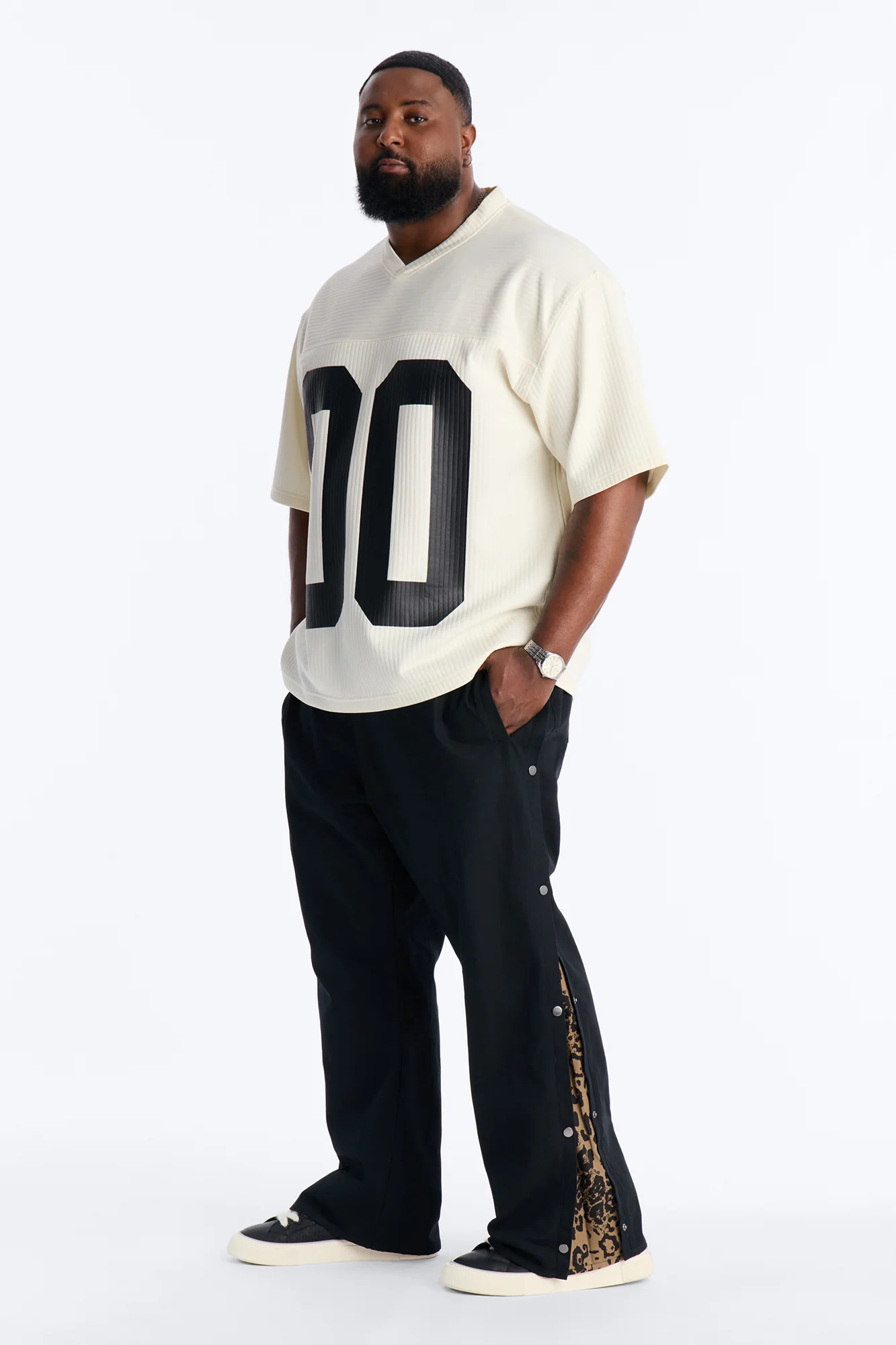 Straight Print Hint Studded Pant - Black - Image 7