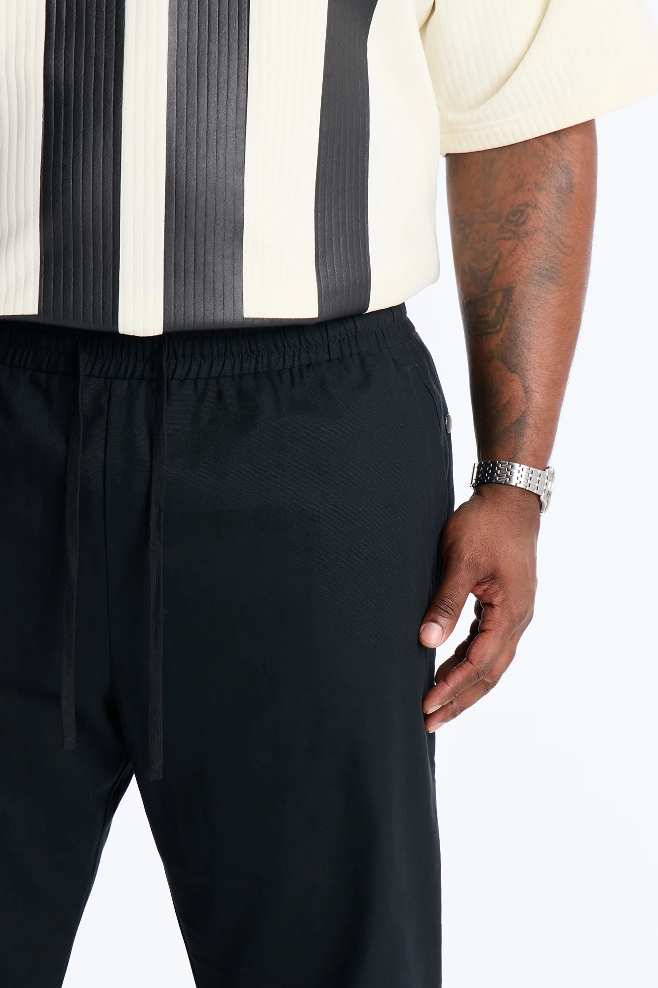 Straight Print Hint Studded Pant - Black - Image 8